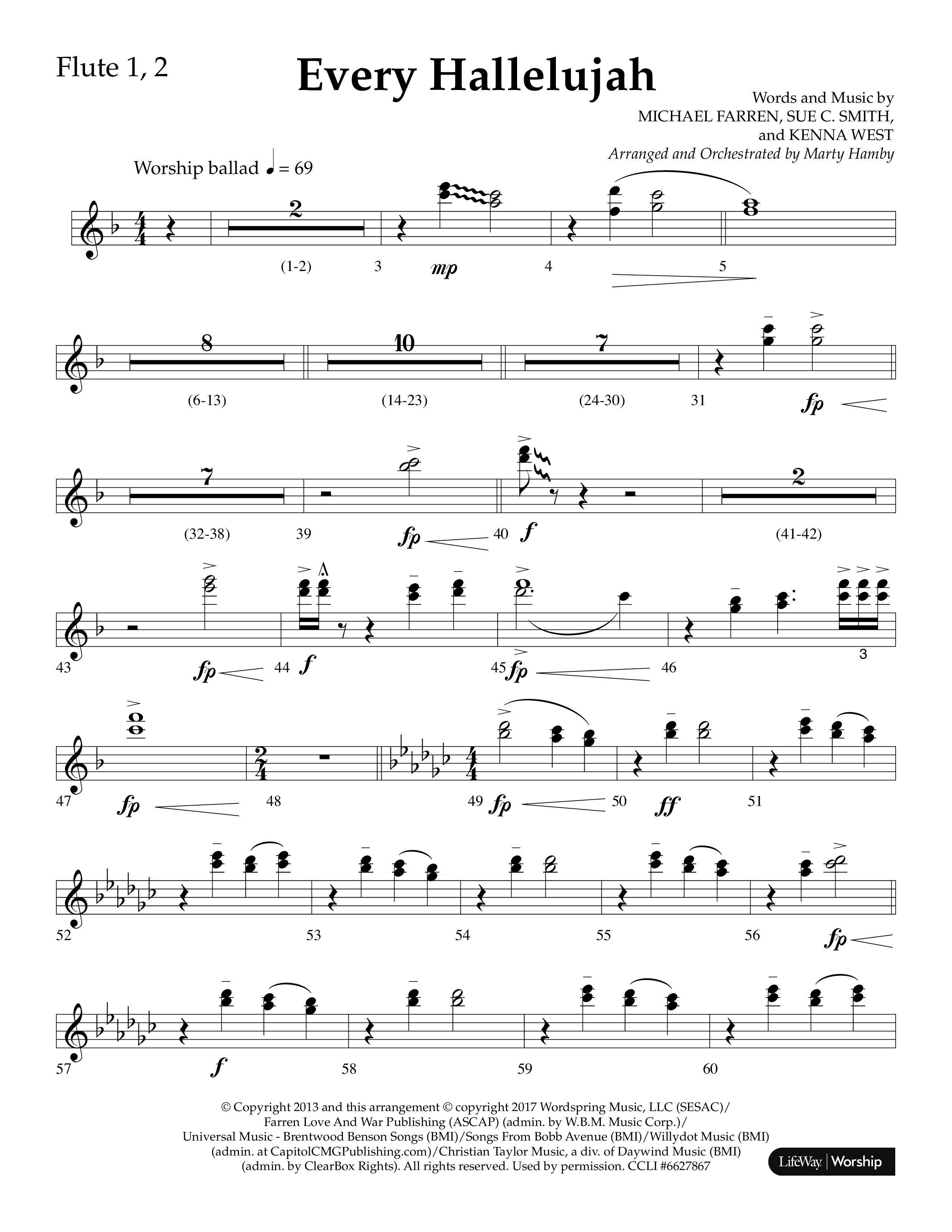 Every Hallelujah (Choral Anthem SATB) Flute 1/2 (Lifeway Choral / Arr. Marty Hamby)