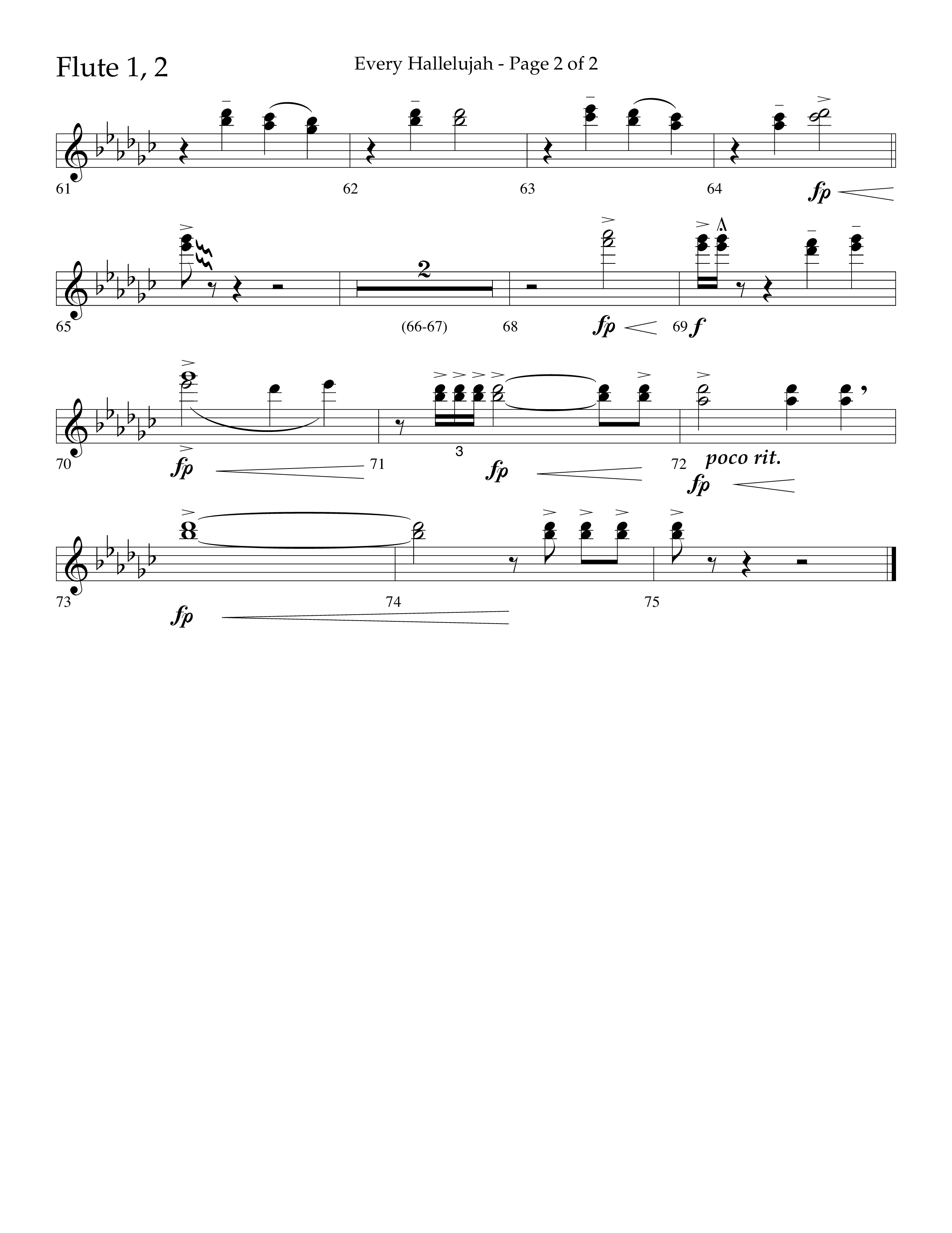 Every Hallelujah (Choral Anthem SATB) Flute 1/2 (Lifeway Choral / Arr. Marty Hamby)