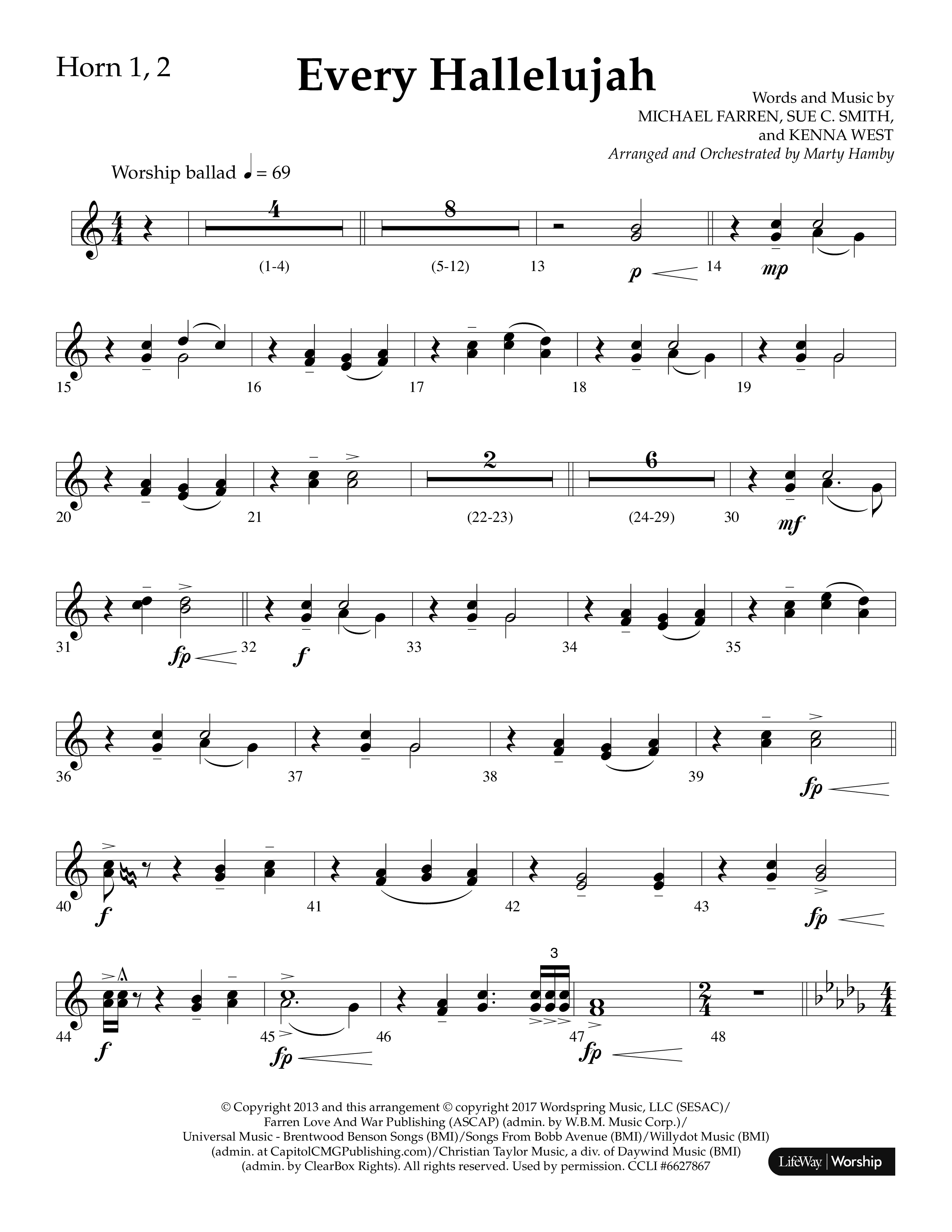 Every Hallelujah (Choral Anthem SATB) French Horn 1/2 (Lifeway Choral / Arr. Marty Hamby)