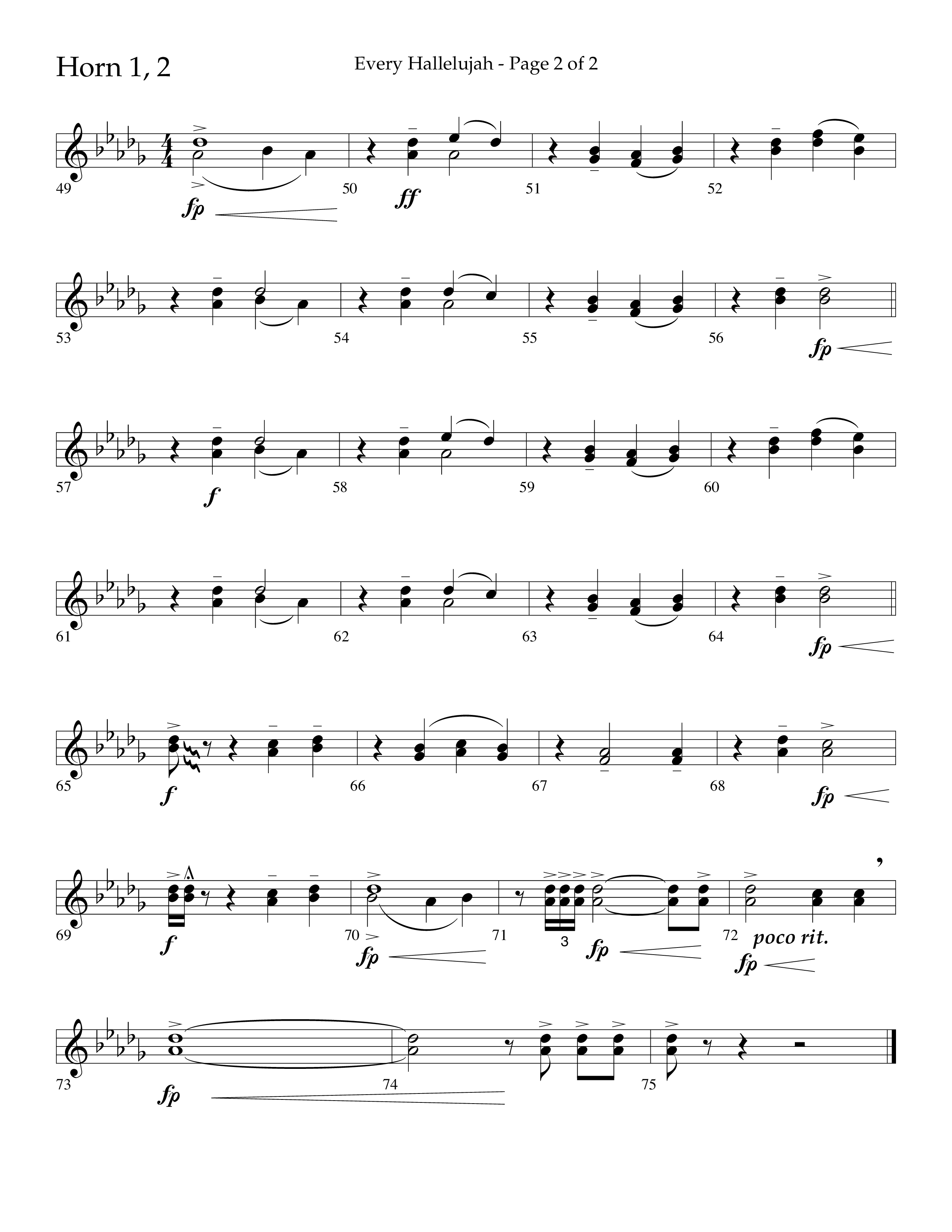 Every Hallelujah (Choral Anthem SATB) French Horn 1/2 (Lifeway Choral / Arr. Marty Hamby)