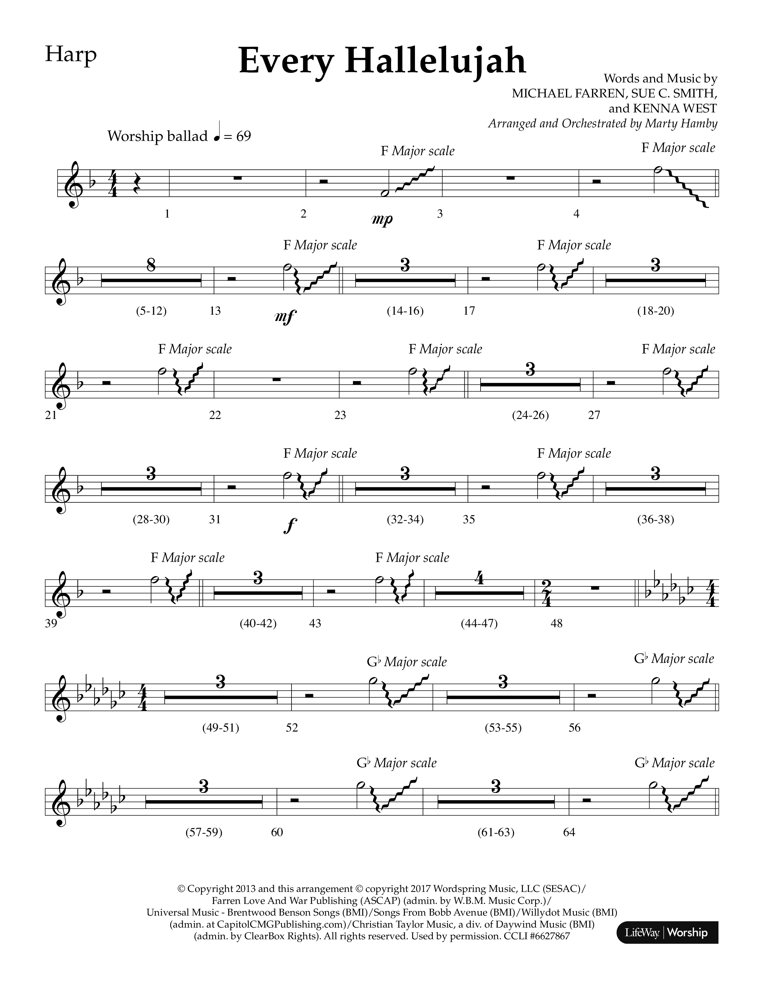 Every Hallelujah (Choral Anthem SATB) Harp (Lifeway Choral / Arr. Marty Hamby)