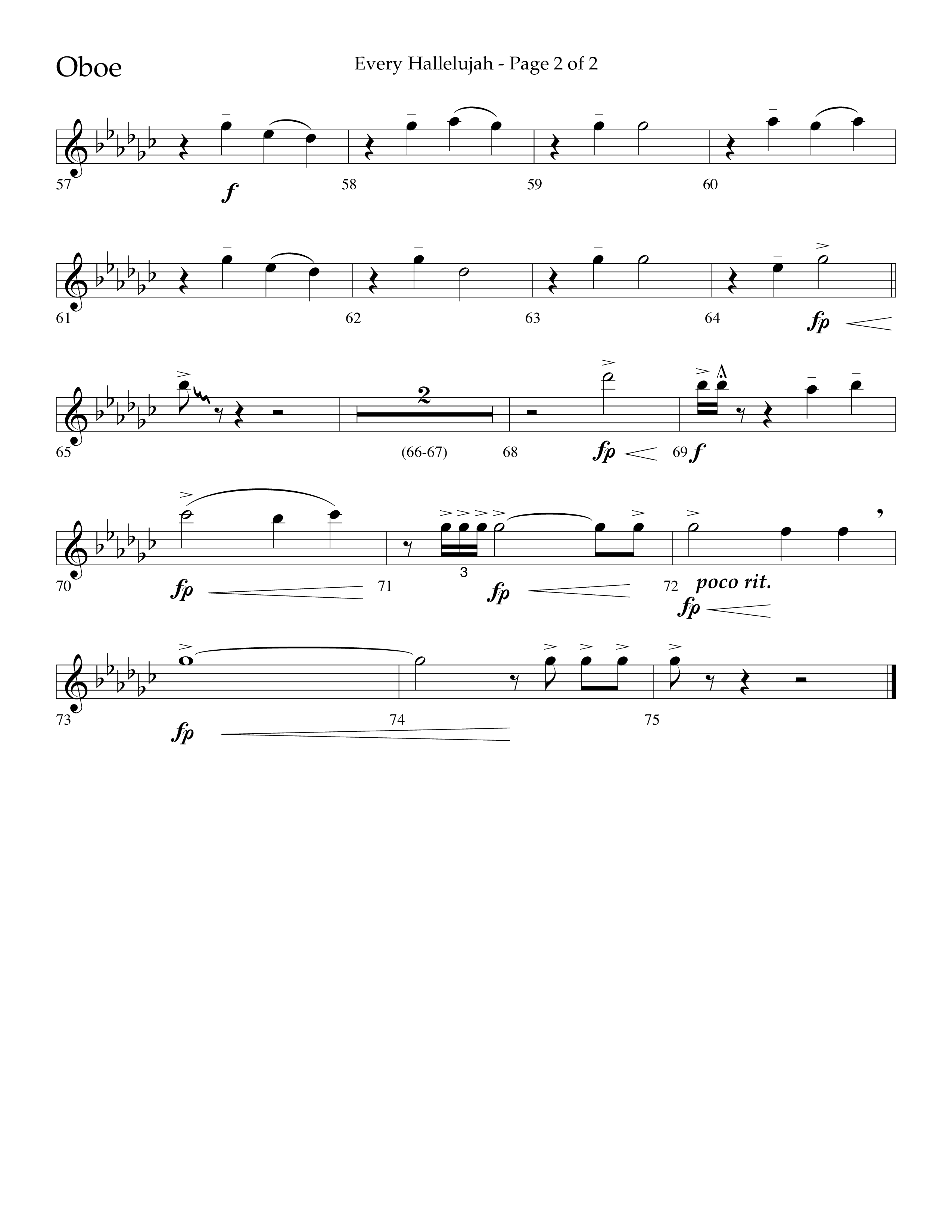Every Hallelujah (Choral Anthem SATB) Oboe (Lifeway Choral / Arr. Marty Hamby)