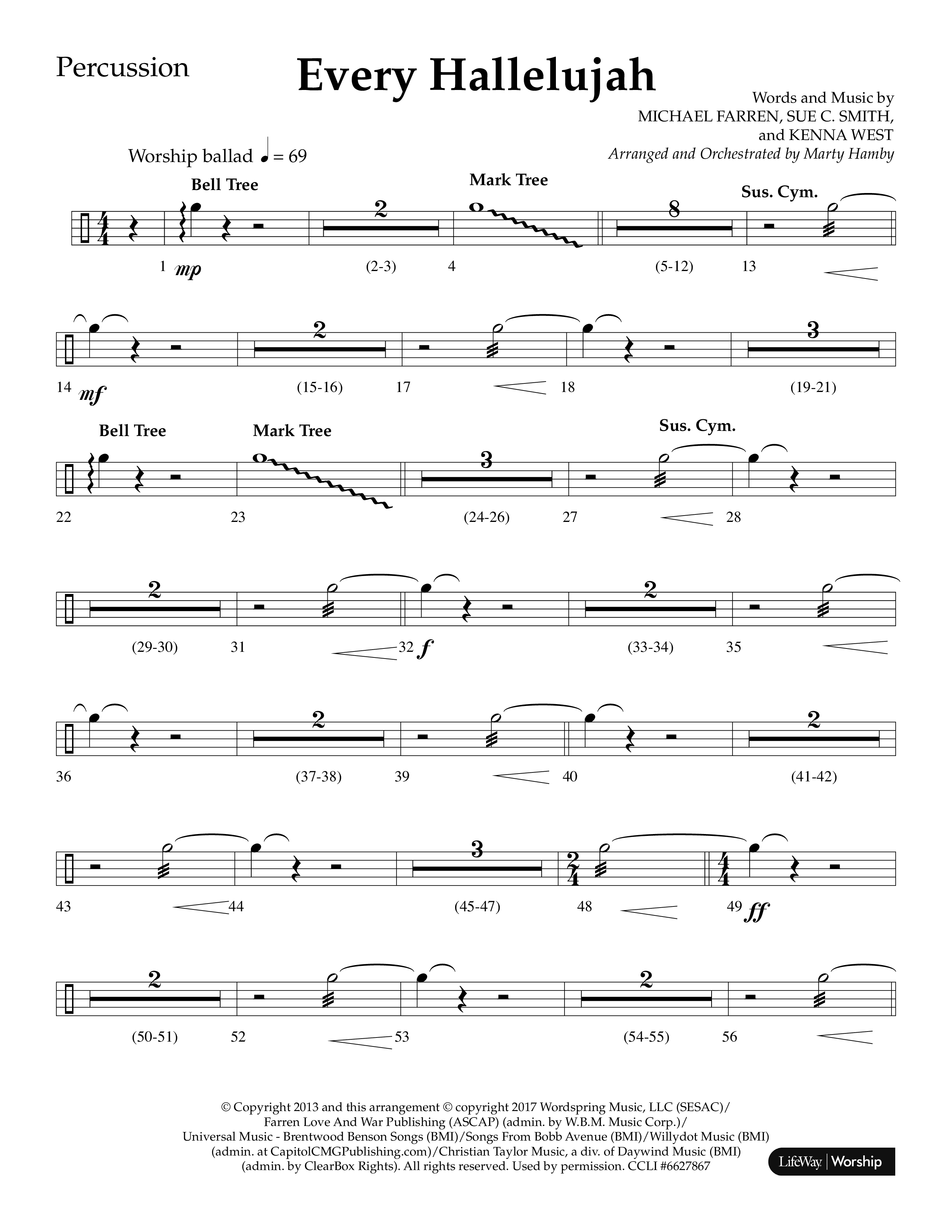 Every Hallelujah (Choral Anthem SATB) Percussion (Lifeway Choral / Arr. Marty Hamby)
