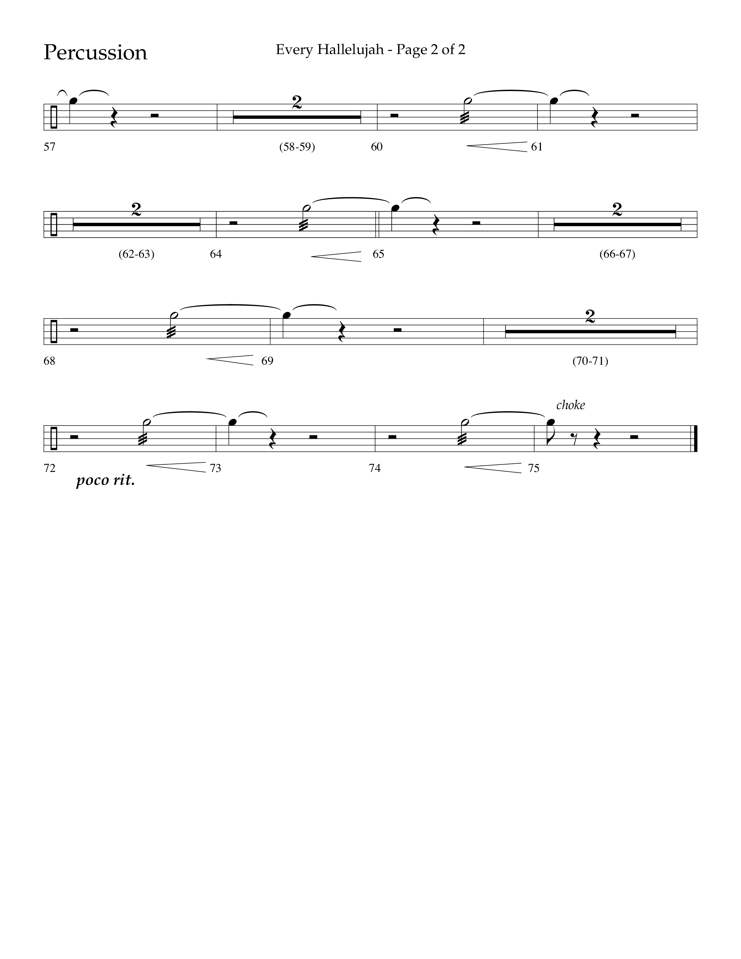 Every Hallelujah (Choral Anthem SATB) Percussion (Lifeway Choral / Arr. Marty Hamby)