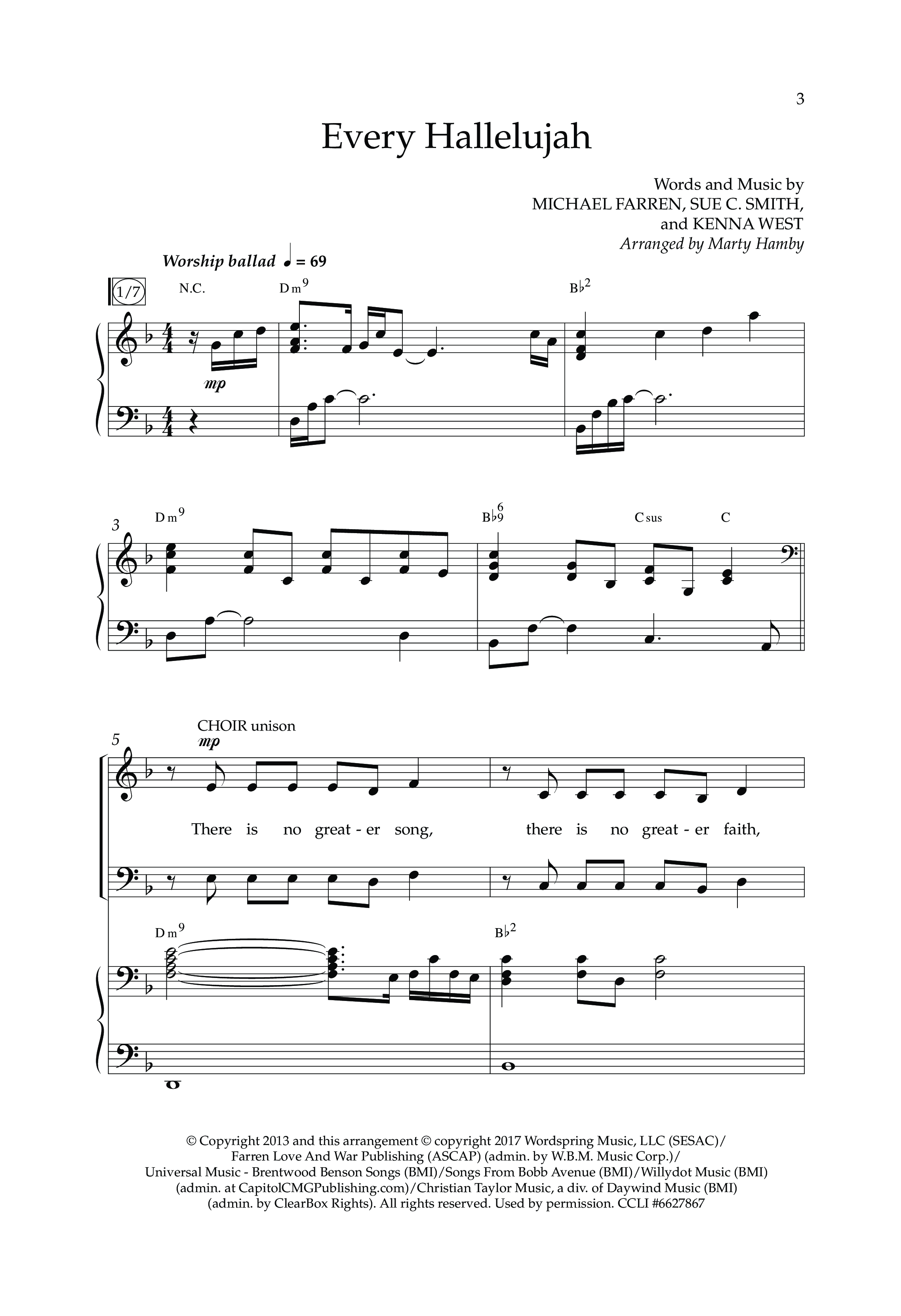 Every Hallelujah (Choral Anthem SATB) Anthem (SATB/Piano) (Lifeway Choral / Arr. Marty Hamby)