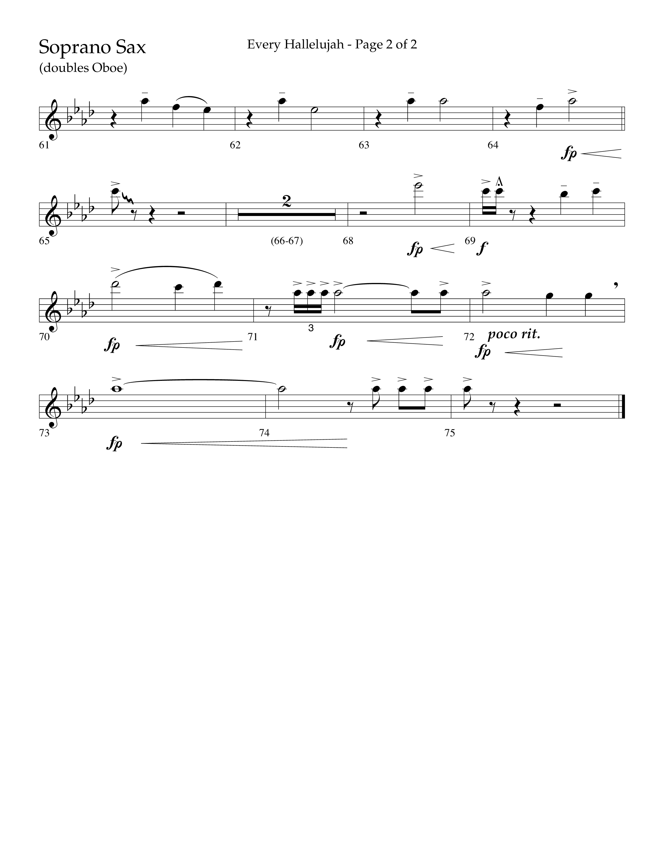 Every Hallelujah (Choral Anthem SATB) Soprano Sax (Lifeway Choral / Arr. Marty Hamby)