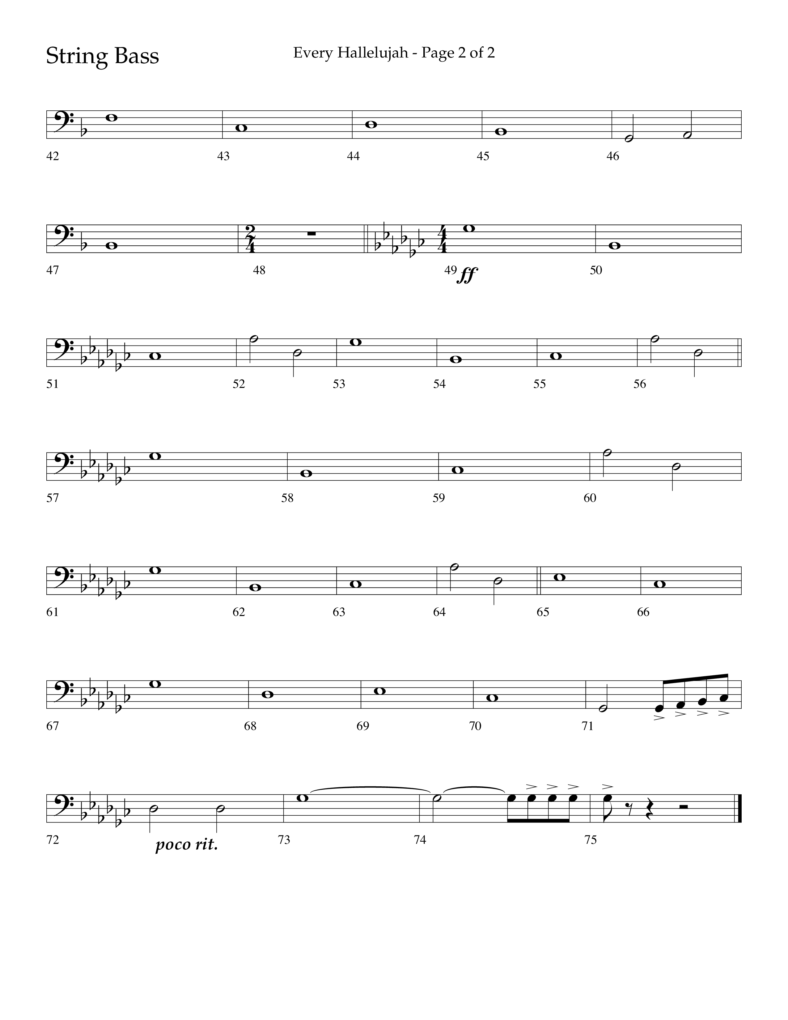 Every Hallelujah (Choral Anthem SATB) String Bass (Lifeway Choral / Arr. Marty Hamby)