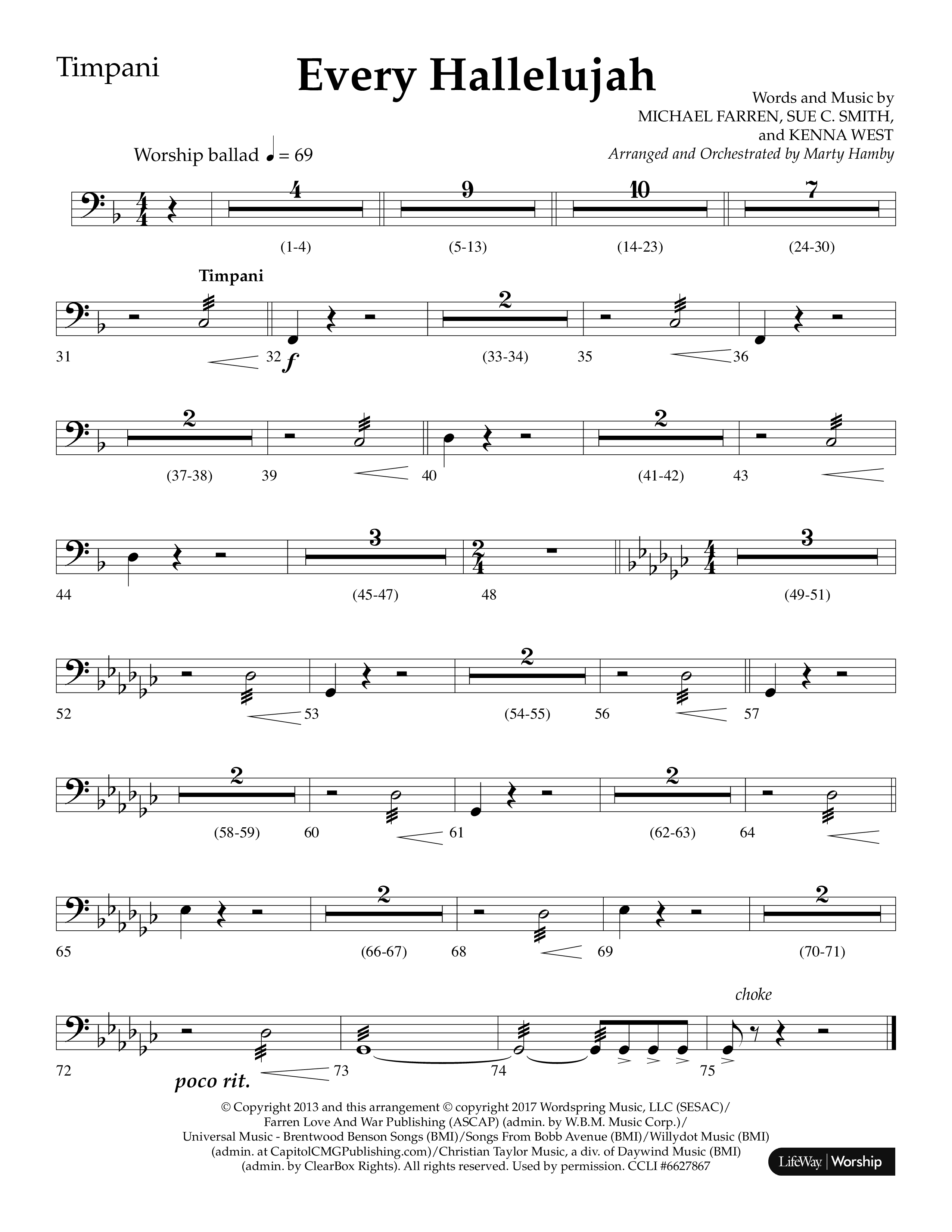 Every Hallelujah (Choral Anthem SATB) Timpani (Lifeway Choral / Arr. Marty Hamby)