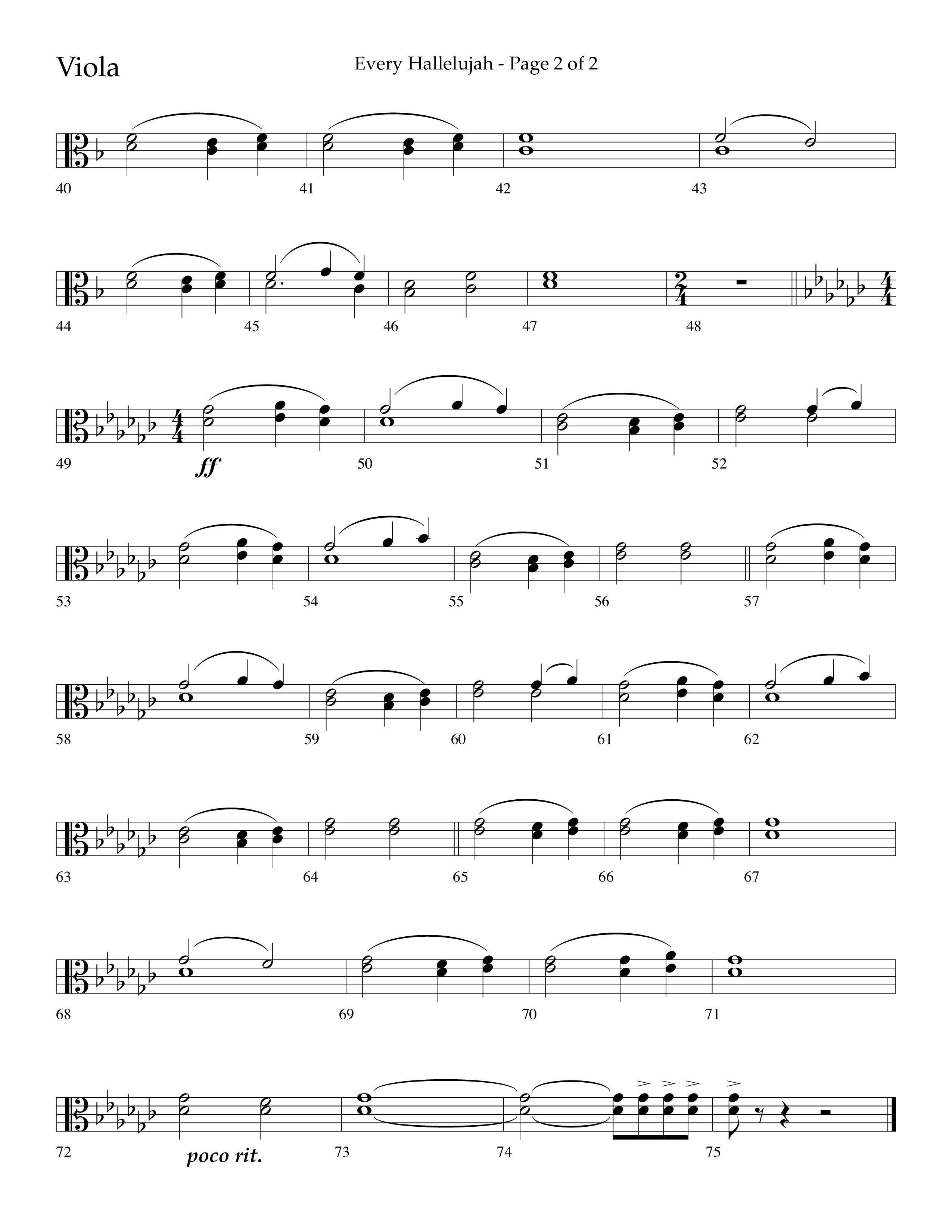 Every Hallelujah (Choral Anthem SATB) Viola (Lifeway Choral / Arr. Marty Hamby)