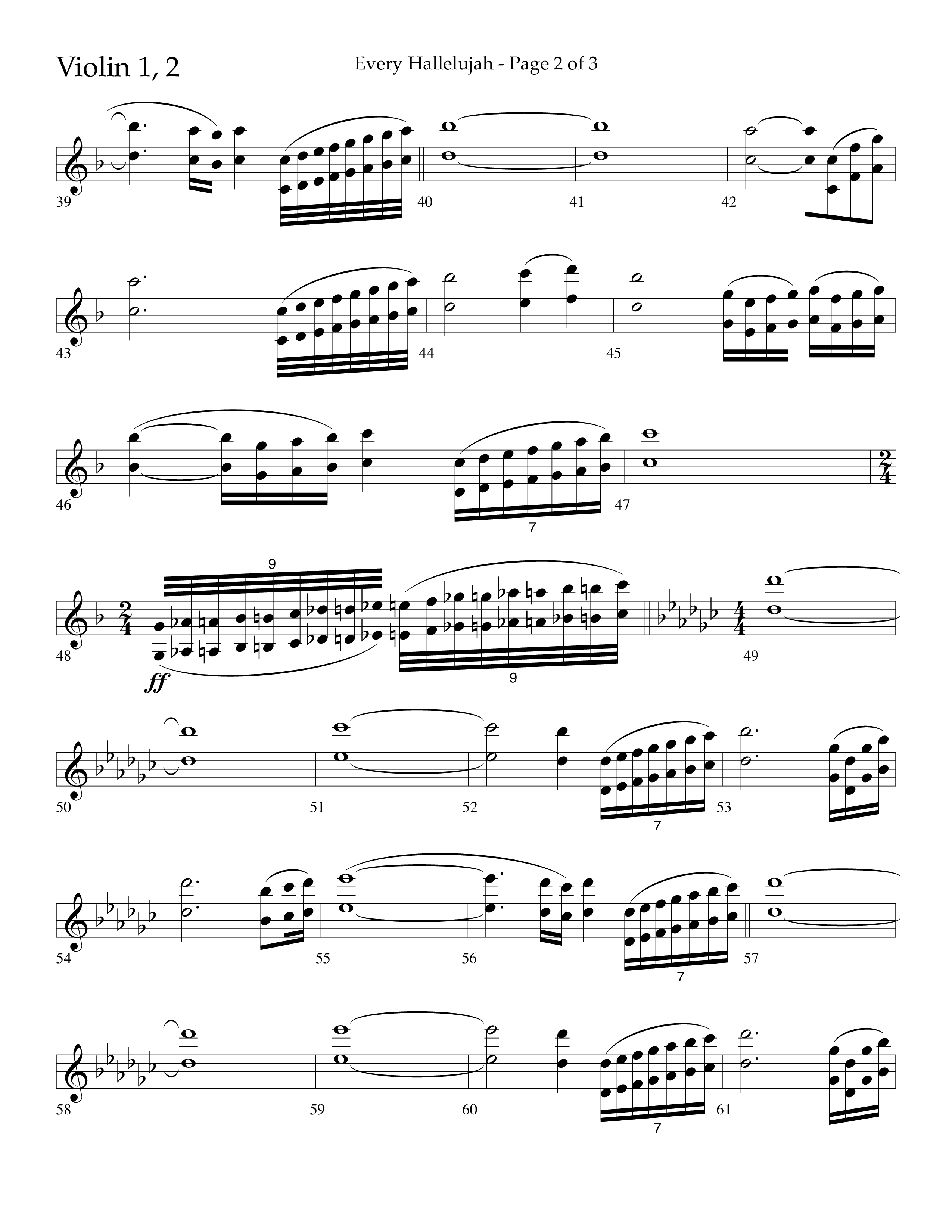 Every Hallelujah (Choral Anthem SATB) Violin 1/2 (Lifeway Choral / Arr. Marty Hamby)