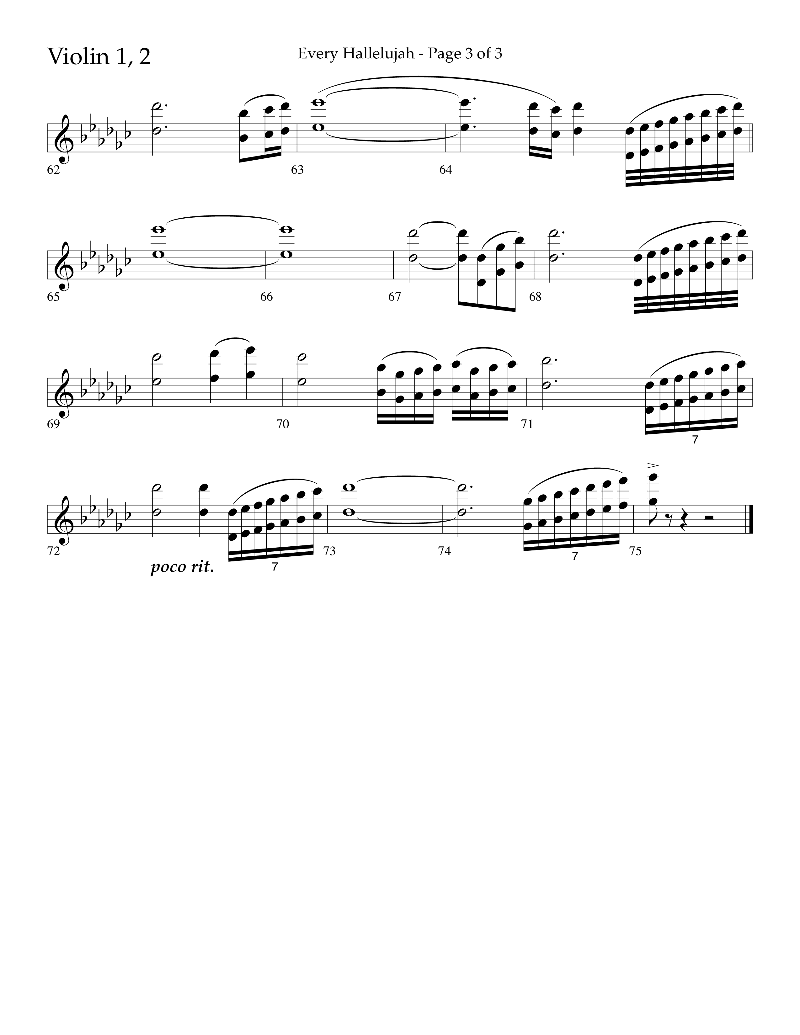 Every Hallelujah (Choral Anthem SATB) Violin 1/2 (Lifeway Choral / Arr. Marty Hamby)