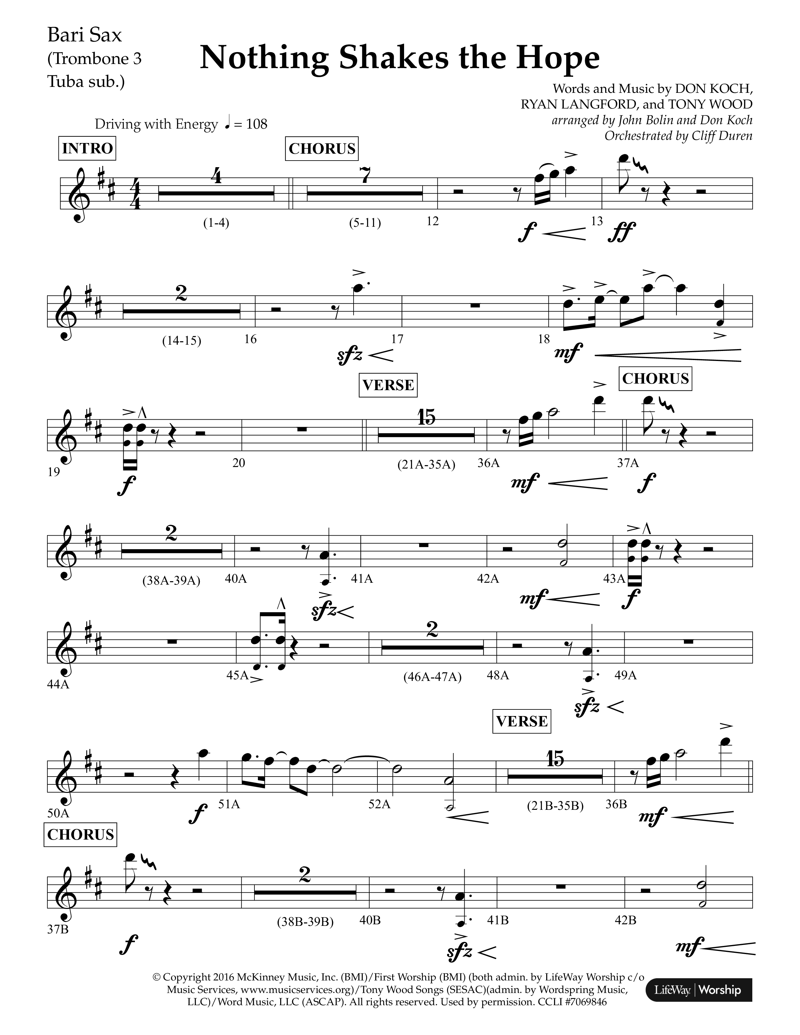 Nothing Shakes The Hope (Choral Anthem SATB) Bari Sax (Lifeway Choral / Arr. John Bolin / Arr. Don Koch / Orch. Cliff Duren)