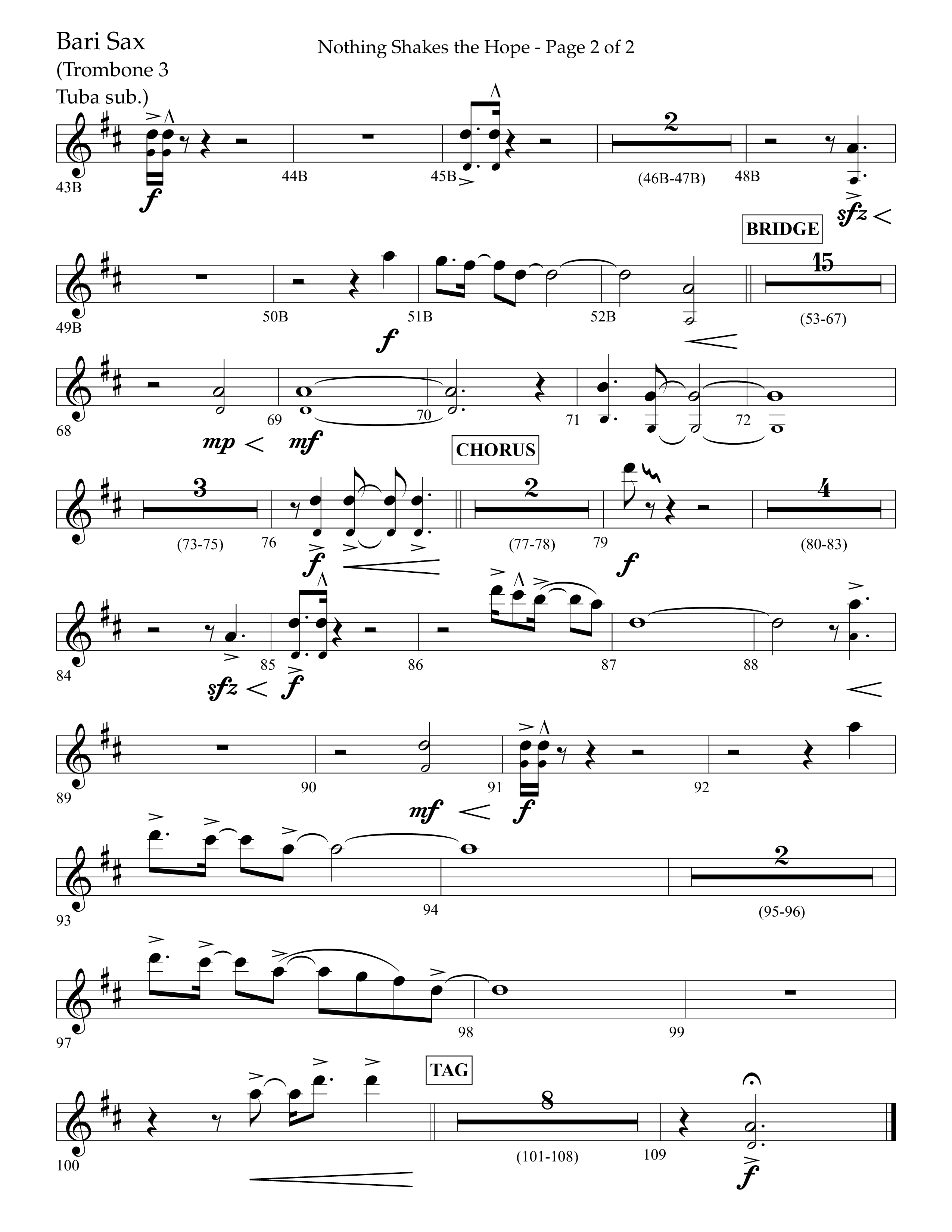 Nothing Shakes The Hope (Choral Anthem SATB) Bari Sax (Lifeway Choral / Arr. John Bolin / Arr. Don Koch / Orch. Cliff Duren)