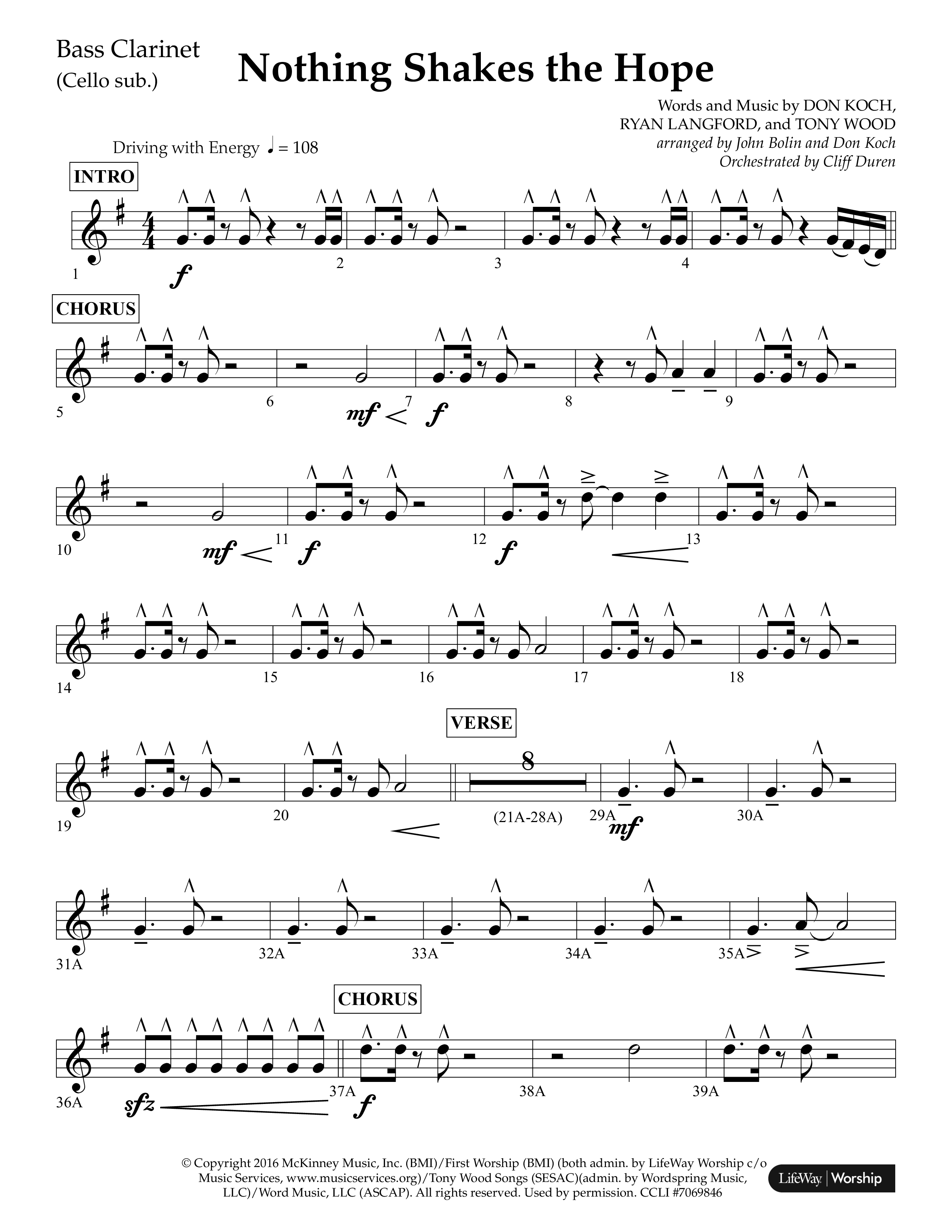 Nothing Shakes The Hope (Choral Anthem SATB) Bass Clarinet (Lifeway Choral / Arr. John Bolin / Arr. Don Koch / Orch. Cliff Duren)