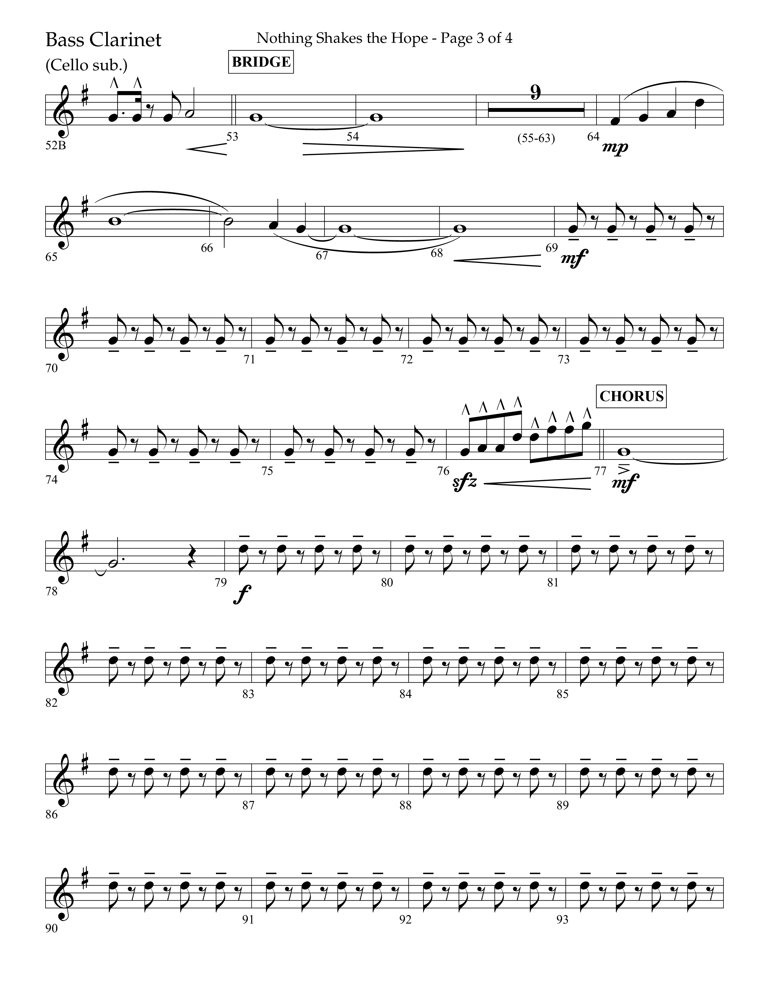 Nothing Shakes The Hope (Choral Anthem SATB) Bass Clarinet (Lifeway Choral / Arr. John Bolin / Arr. Don Koch / Orch. Cliff Duren)