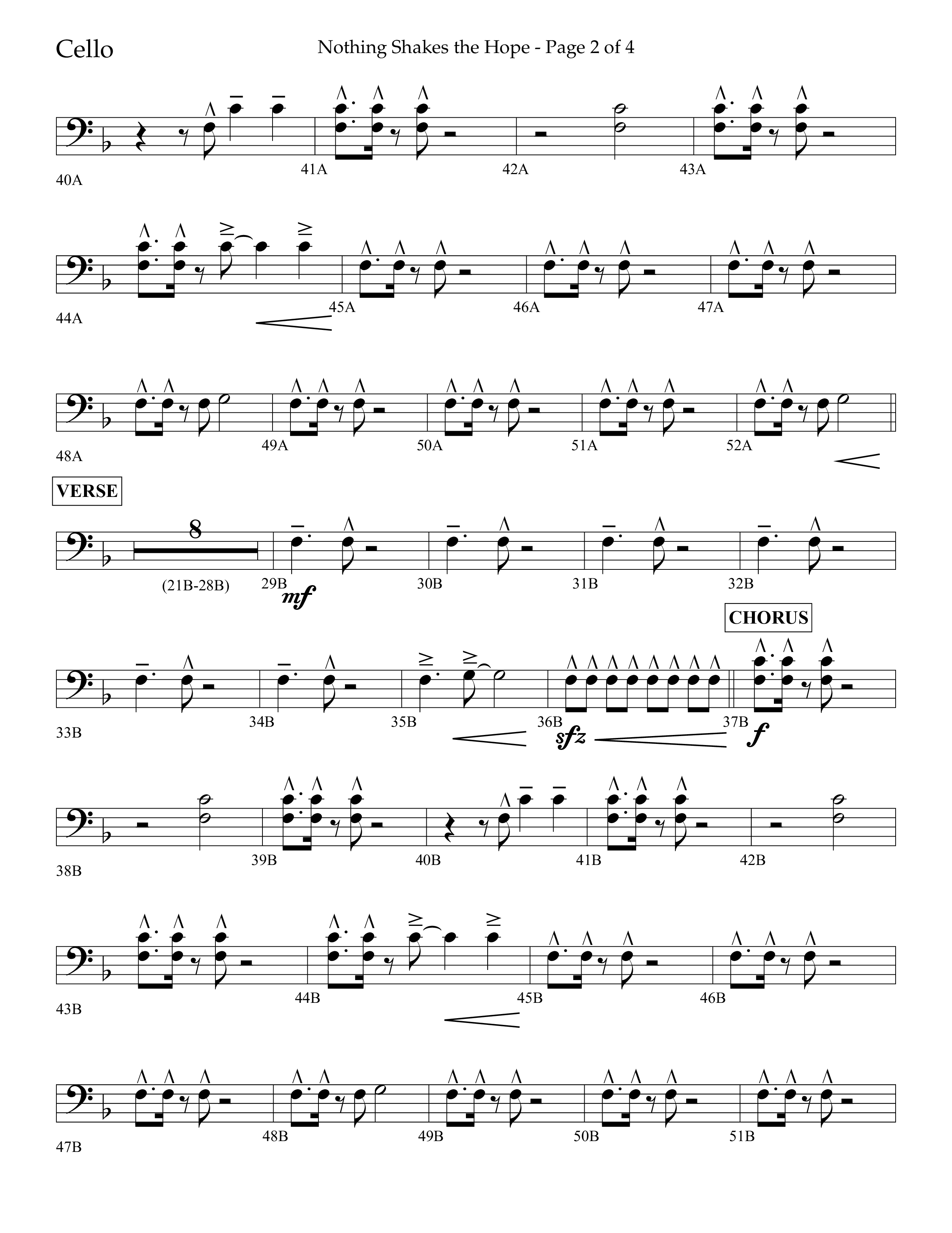 Nothing Shakes The Hope (Choral Anthem SATB) Cello (Lifeway Choral / Arr. John Bolin / Arr. Don Koch / Orch. Cliff Duren)