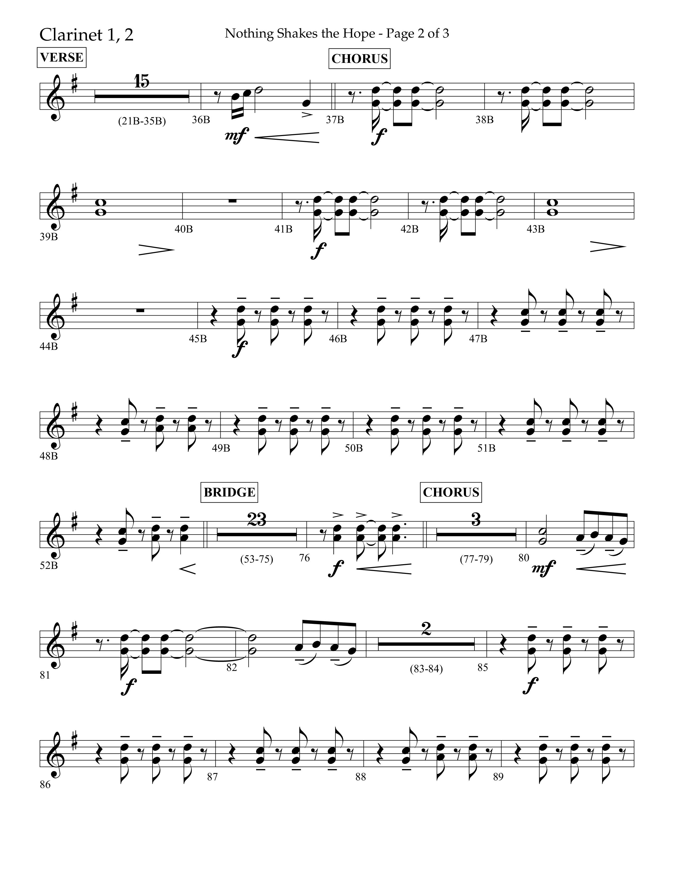 Nothing Shakes The Hope (Choral Anthem SATB) Clarinet 1/2 (Lifeway Choral / Arr. John Bolin / Arr. Don Koch / Orch. Cliff Duren)