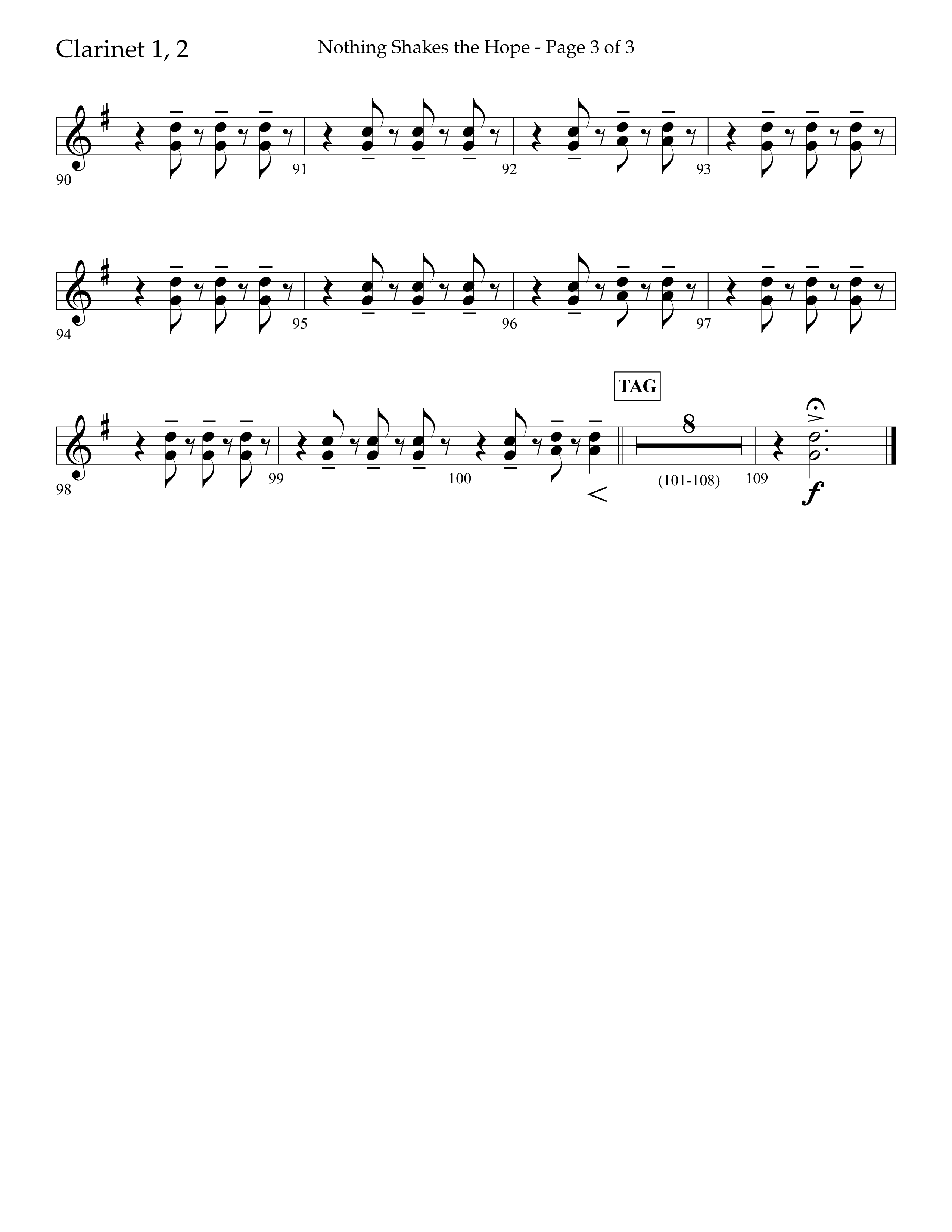 Nothing Shakes The Hope (Choral Anthem SATB) Clarinet 1/2 (Lifeway Choral / Arr. John Bolin / Arr. Don Koch / Orch. Cliff Duren)