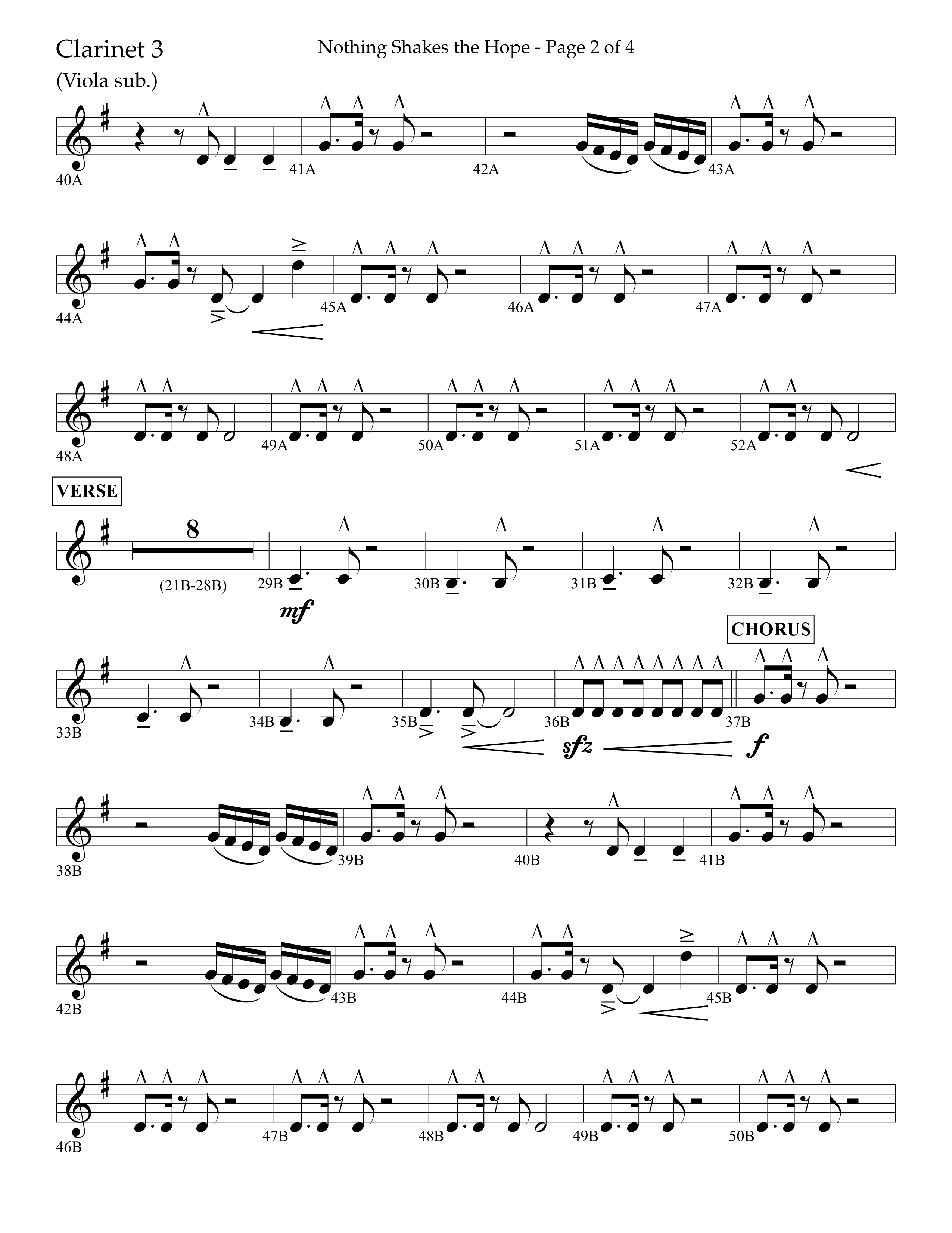 Nothing Shakes The Hope (Choral Anthem SATB) Clarinet 3 (Lifeway Choral / Arr. John Bolin / Arr. Don Koch / Orch. Cliff Duren)