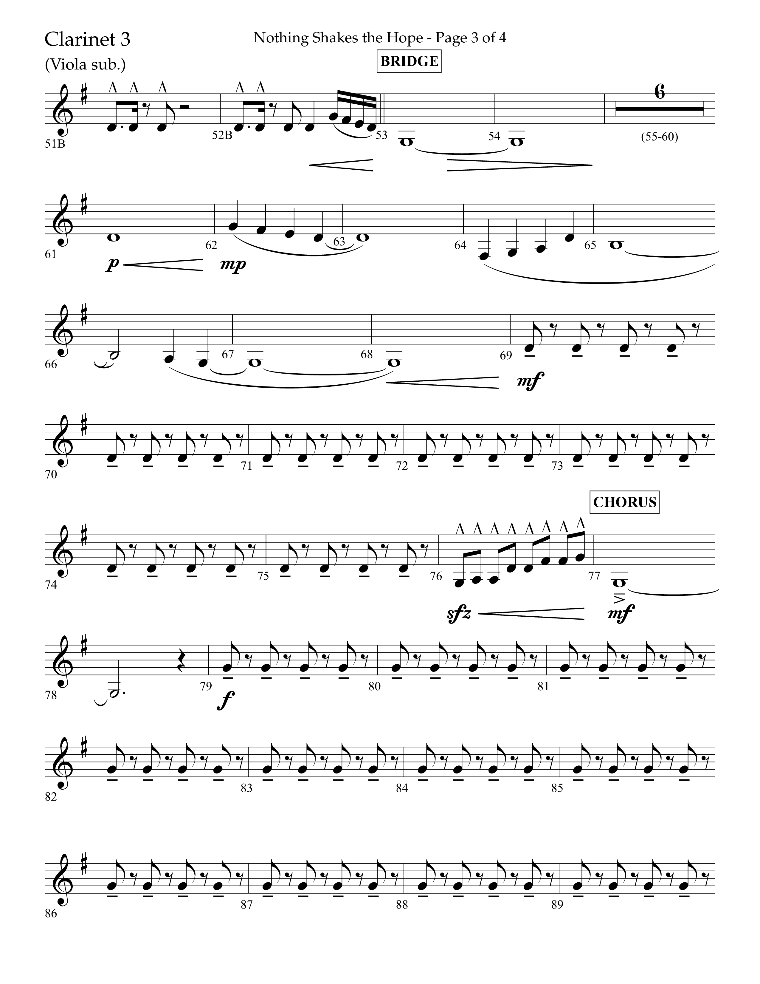 Nothing Shakes The Hope (Choral Anthem SATB) Clarinet 3 (Lifeway Choral / Arr. John Bolin / Arr. Don Koch / Orch. Cliff Duren)