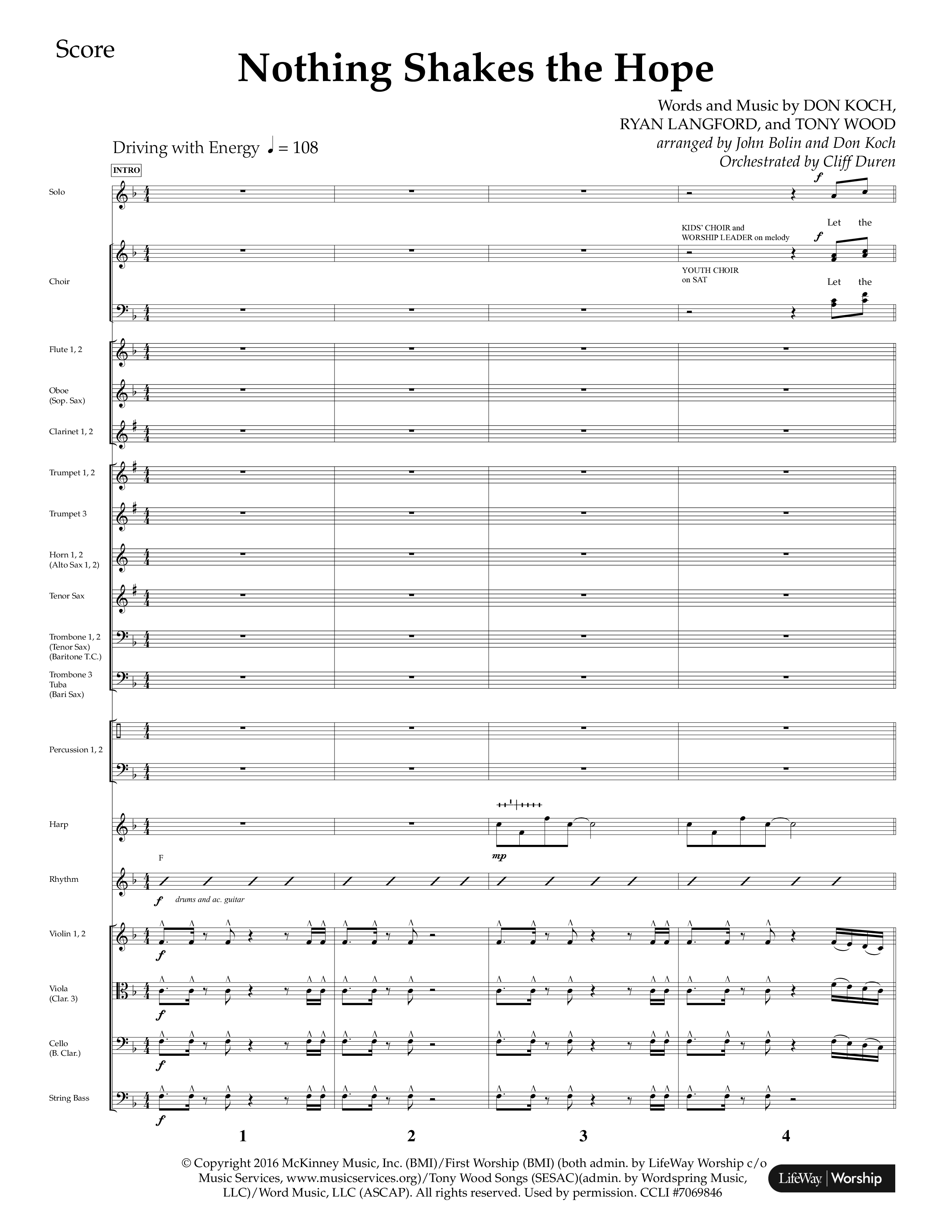 Nothing Shakes The Hope (Choral Anthem SATB) Conductor's Score (Lifeway Choral / Arr. John Bolin / Arr. Don Koch / Orch. Cliff Duren)