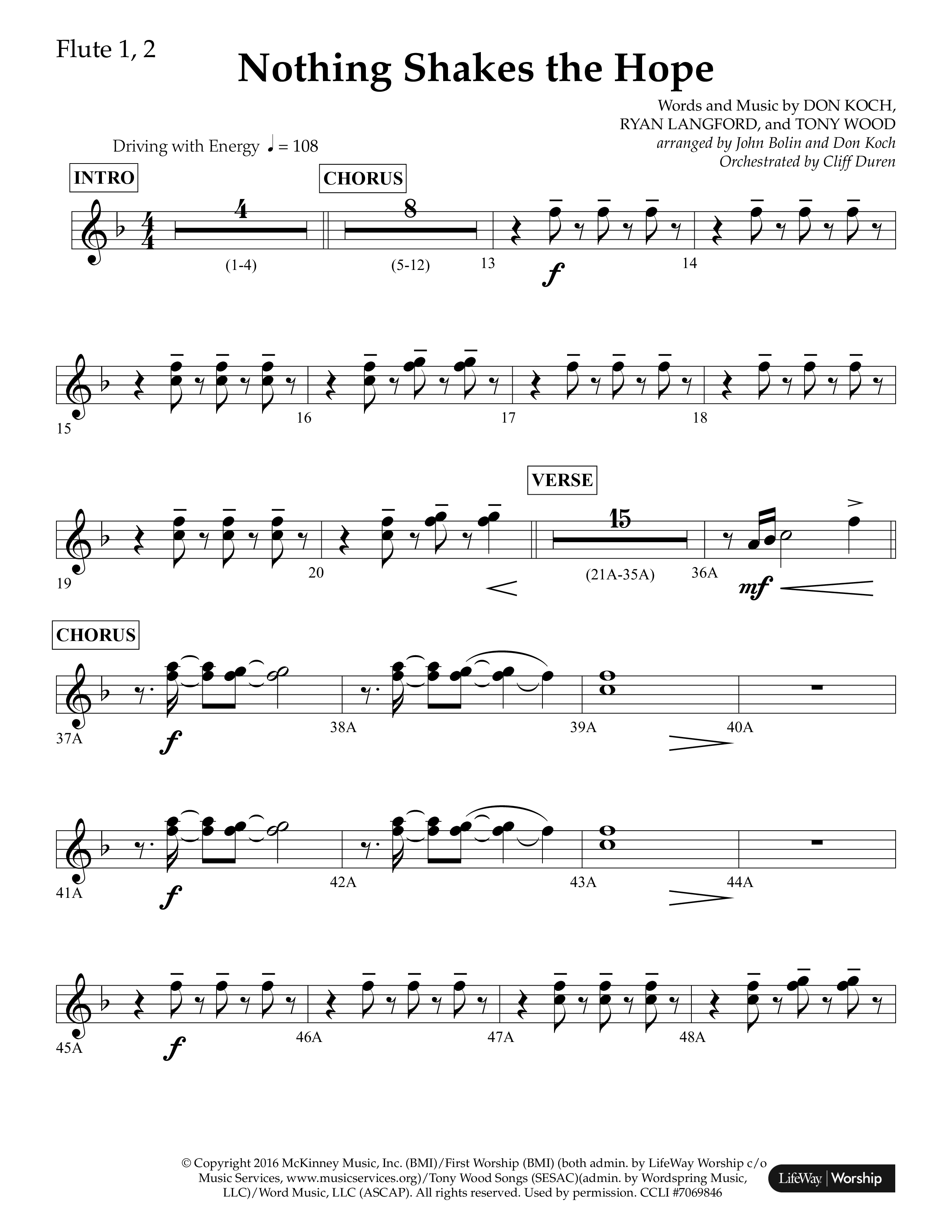 Nothing Shakes The Hope (Choral Anthem SATB) Flute 1/2 (Lifeway Choral / Arr. John Bolin / Arr. Don Koch / Orch. Cliff Duren)