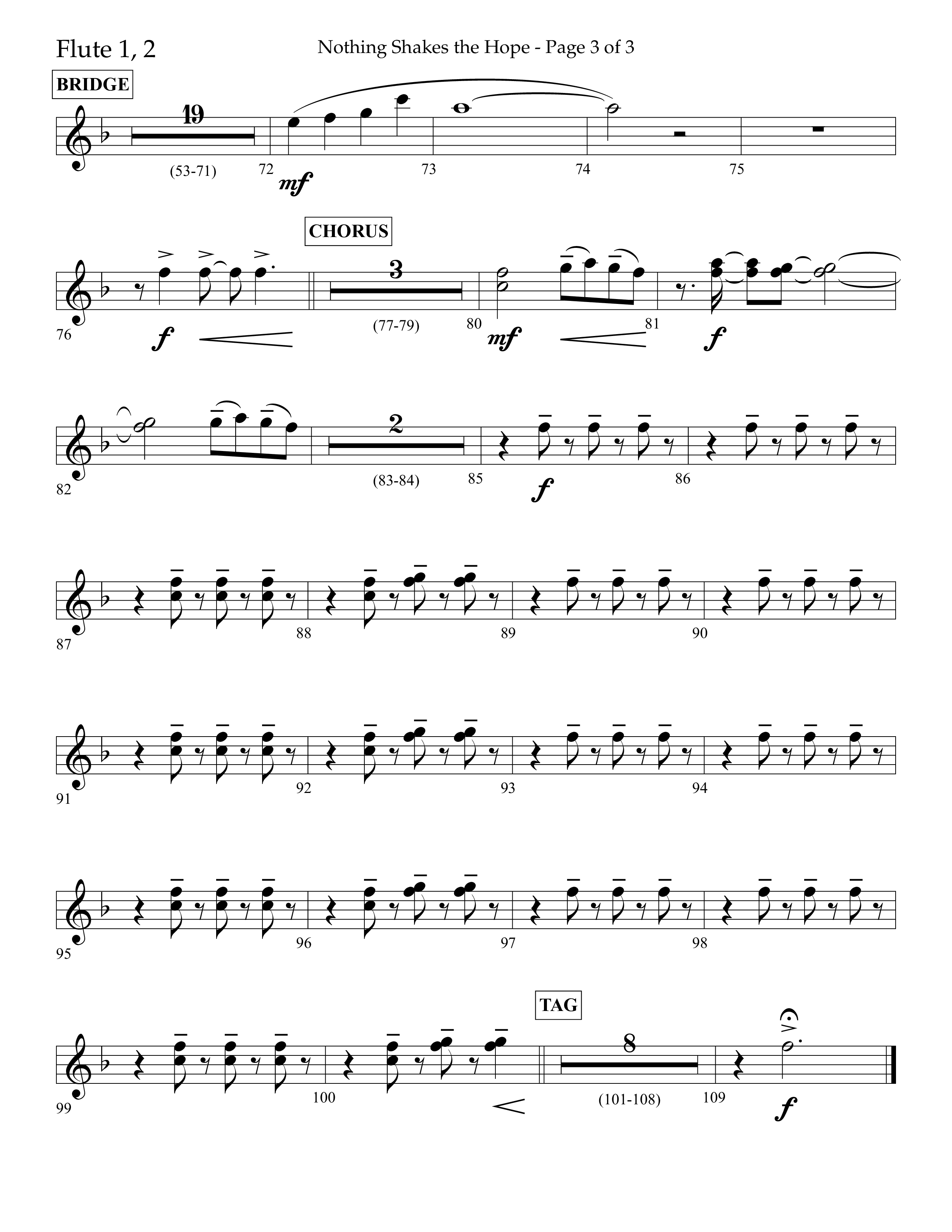 Nothing Shakes The Hope (Choral Anthem SATB) Flute 1/2 (Lifeway Choral / Arr. John Bolin / Arr. Don Koch / Orch. Cliff Duren)