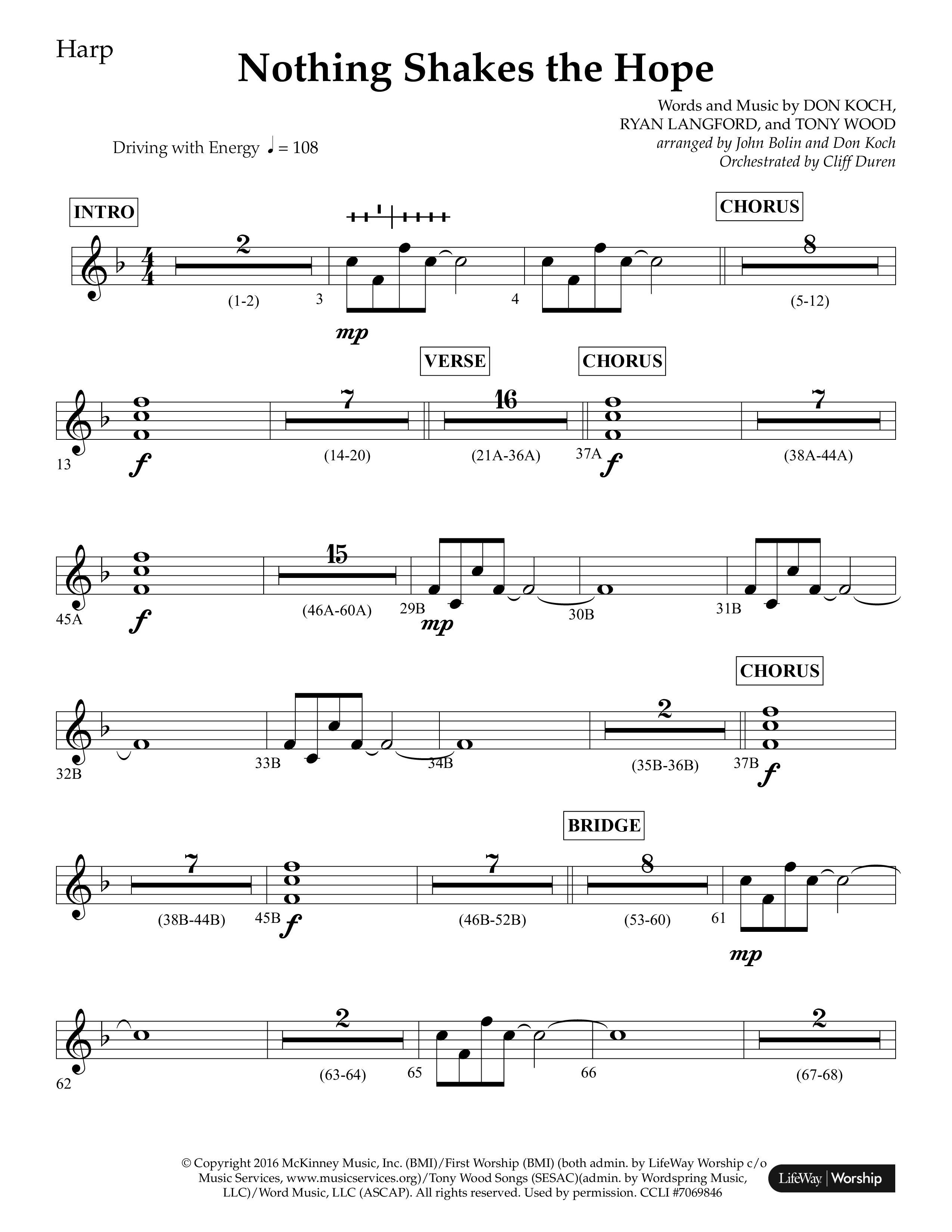 Nothing Shakes The Hope (Choral Anthem SATB) Harp (Lifeway Choral / Arr. John Bolin / Arr. Don Koch / Orch. Cliff Duren)