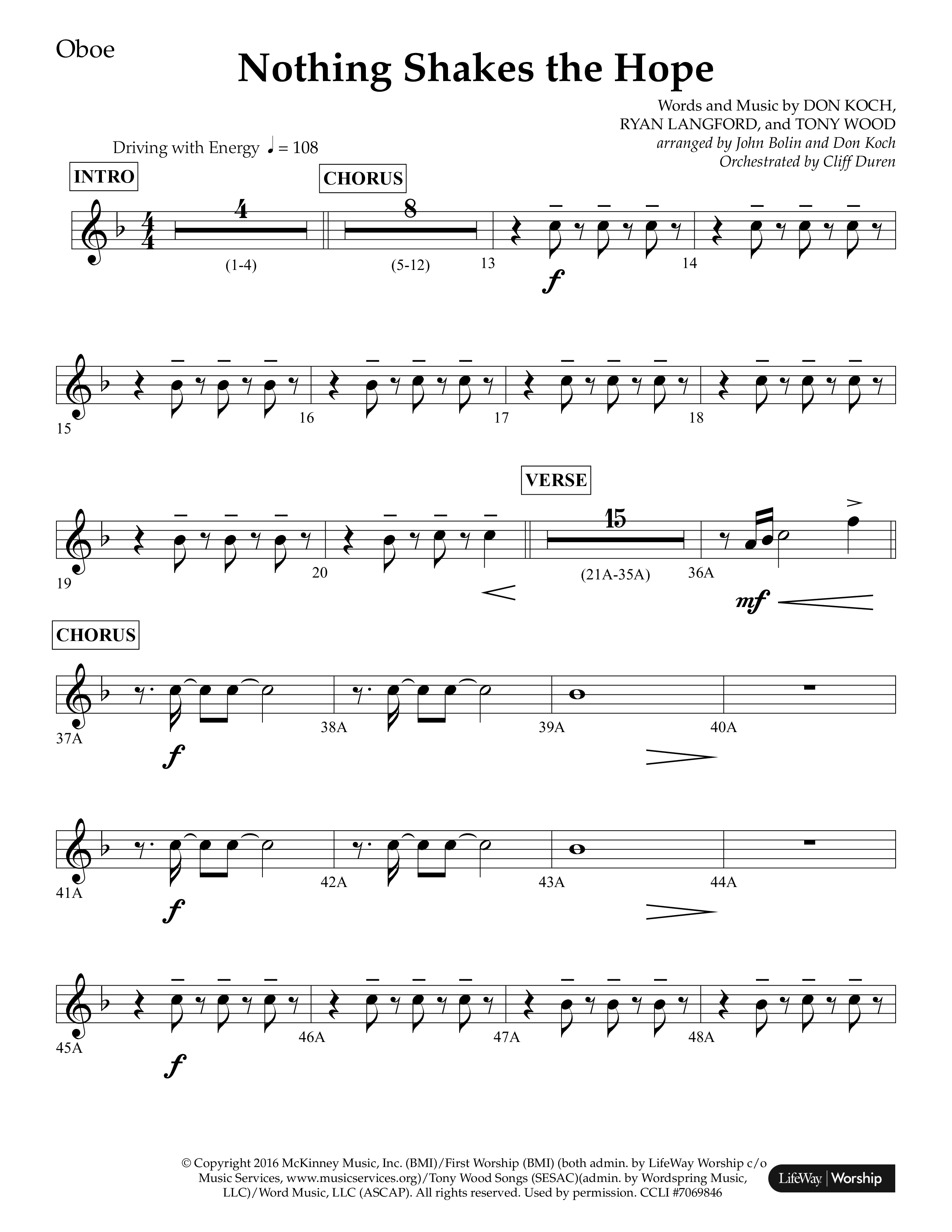 Nothing Shakes The Hope (Choral Anthem SATB) Oboe (Lifeway Choral / Arr. John Bolin / Arr. Don Koch / Orch. Cliff Duren)