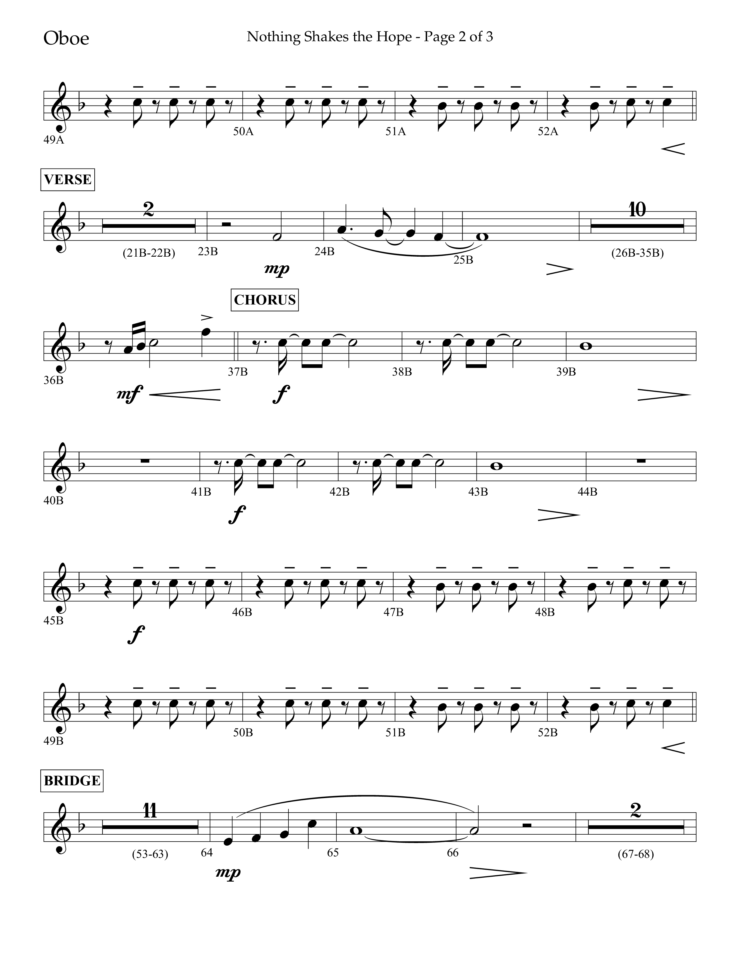 Nothing Shakes The Hope (Choral Anthem SATB) Oboe (Lifeway Choral / Arr. John Bolin / Arr. Don Koch / Orch. Cliff Duren)