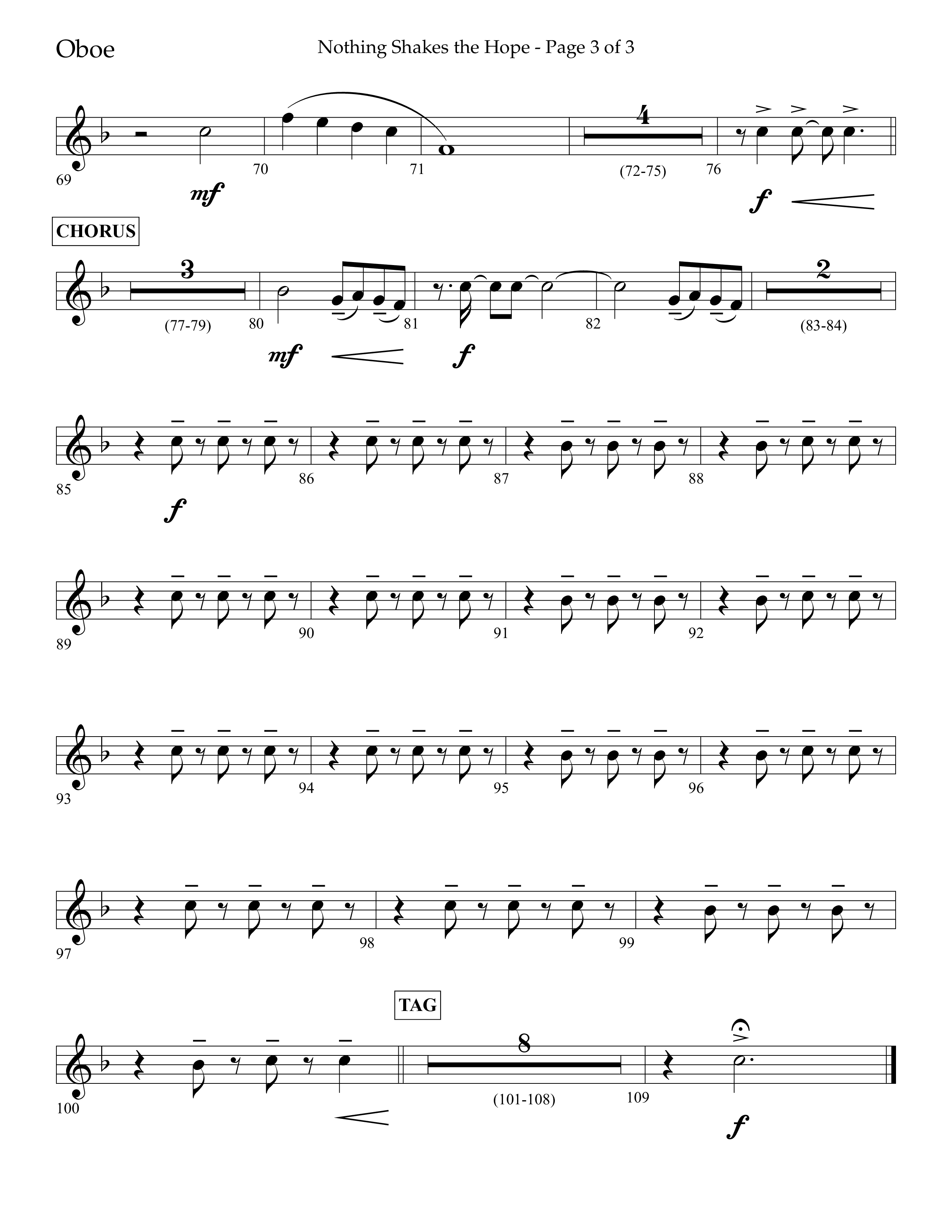Nothing Shakes The Hope (Choral Anthem SATB) Oboe (Lifeway Choral / Arr. John Bolin / Arr. Don Koch / Orch. Cliff Duren)