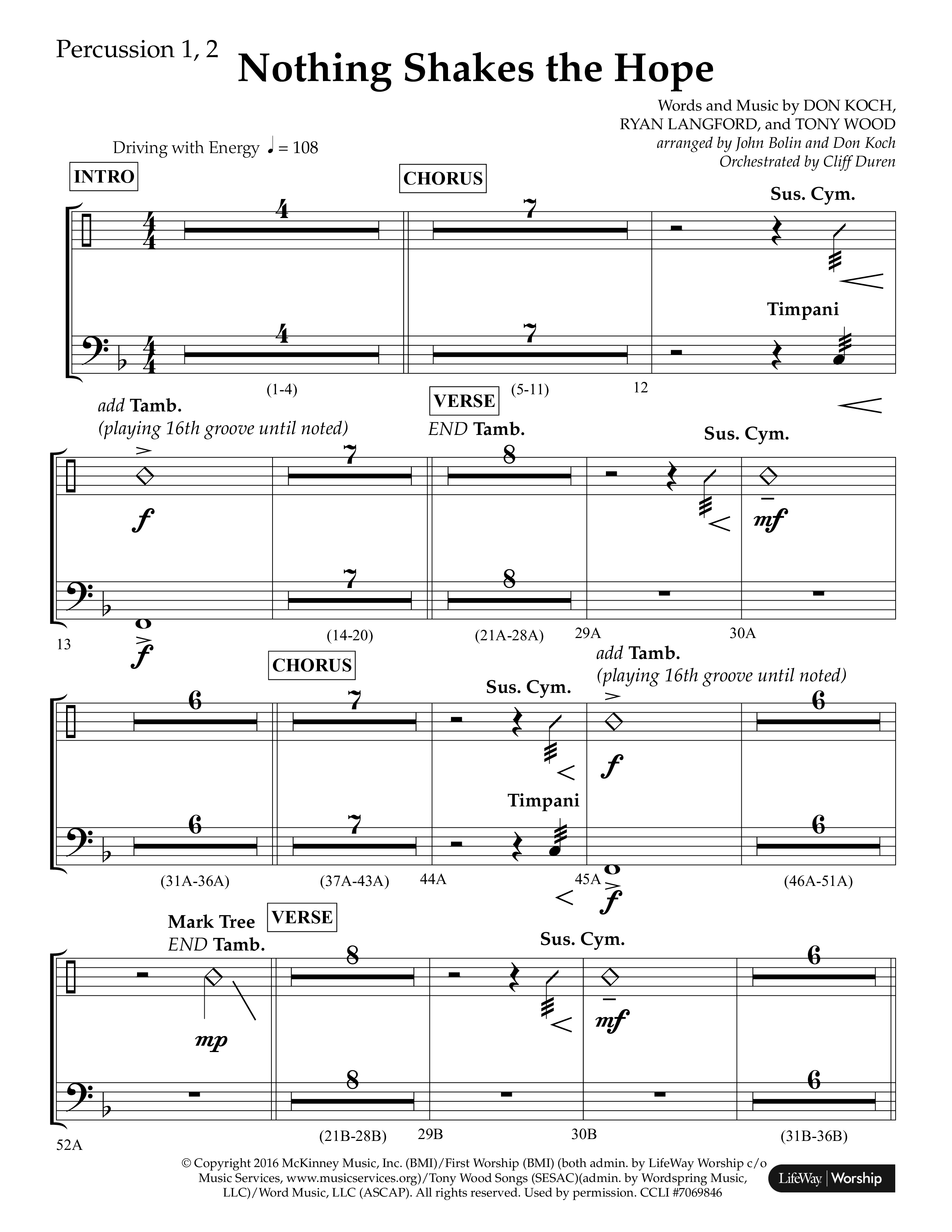 Nothing Shakes The Hope (Choral Anthem SATB) Percussion 1/2 (Lifeway Choral / Arr. John Bolin / Arr. Don Koch / Orch. Cliff Duren)