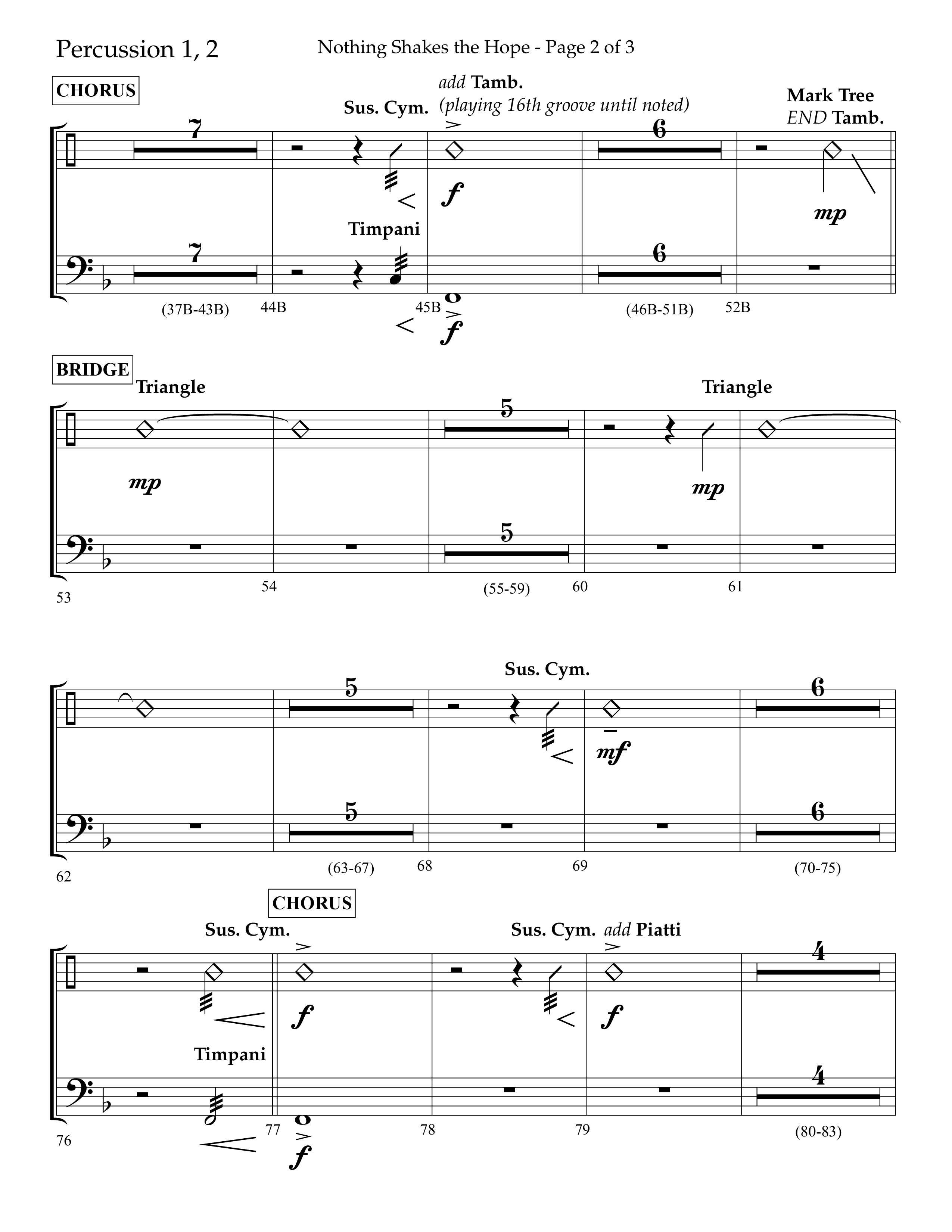 Nothing Shakes The Hope (Choral Anthem SATB) Percussion 1/2 (Lifeway Choral / Arr. John Bolin / Arr. Don Koch / Orch. Cliff Duren)