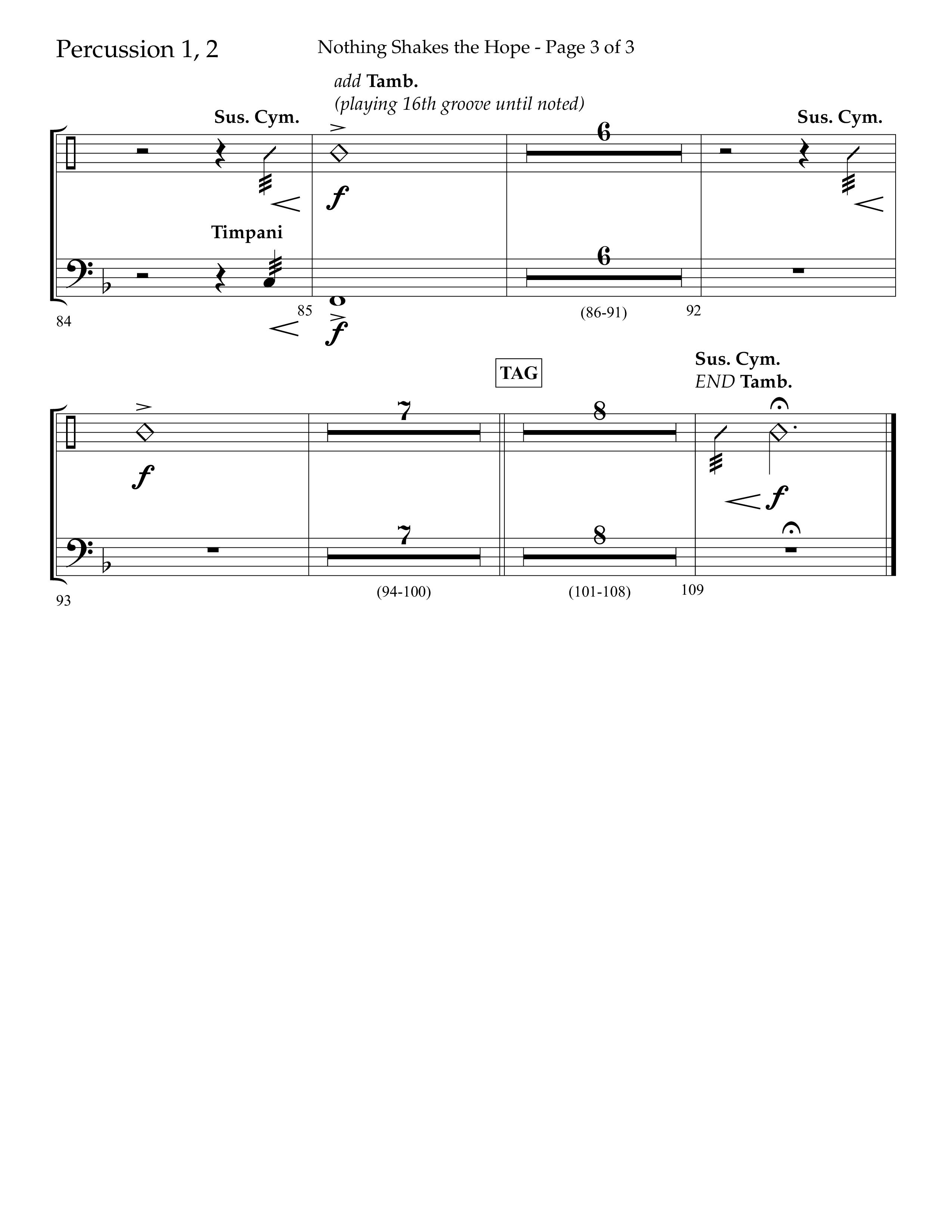 Nothing Shakes The Hope (Choral Anthem SATB) Percussion 1/2 (Lifeway Choral / Arr. John Bolin / Arr. Don Koch / Orch. Cliff Duren)