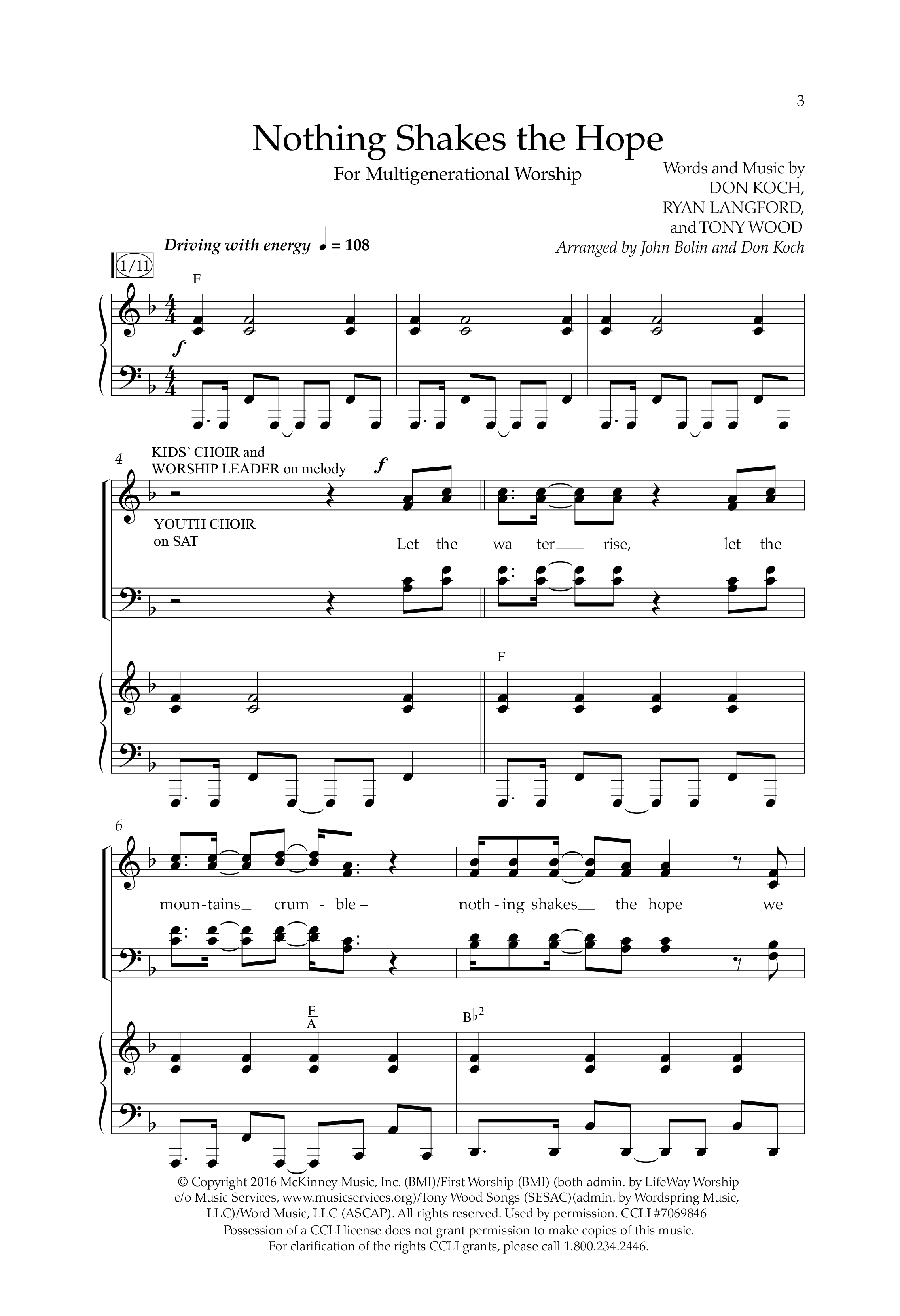 Nothing Shakes The Hope (Choral Anthem SATB) Anthem (SATB/Piano) (Lifeway Choral / Arr. John Bolin / Arr. Don Koch / Orch. Cliff Duren)