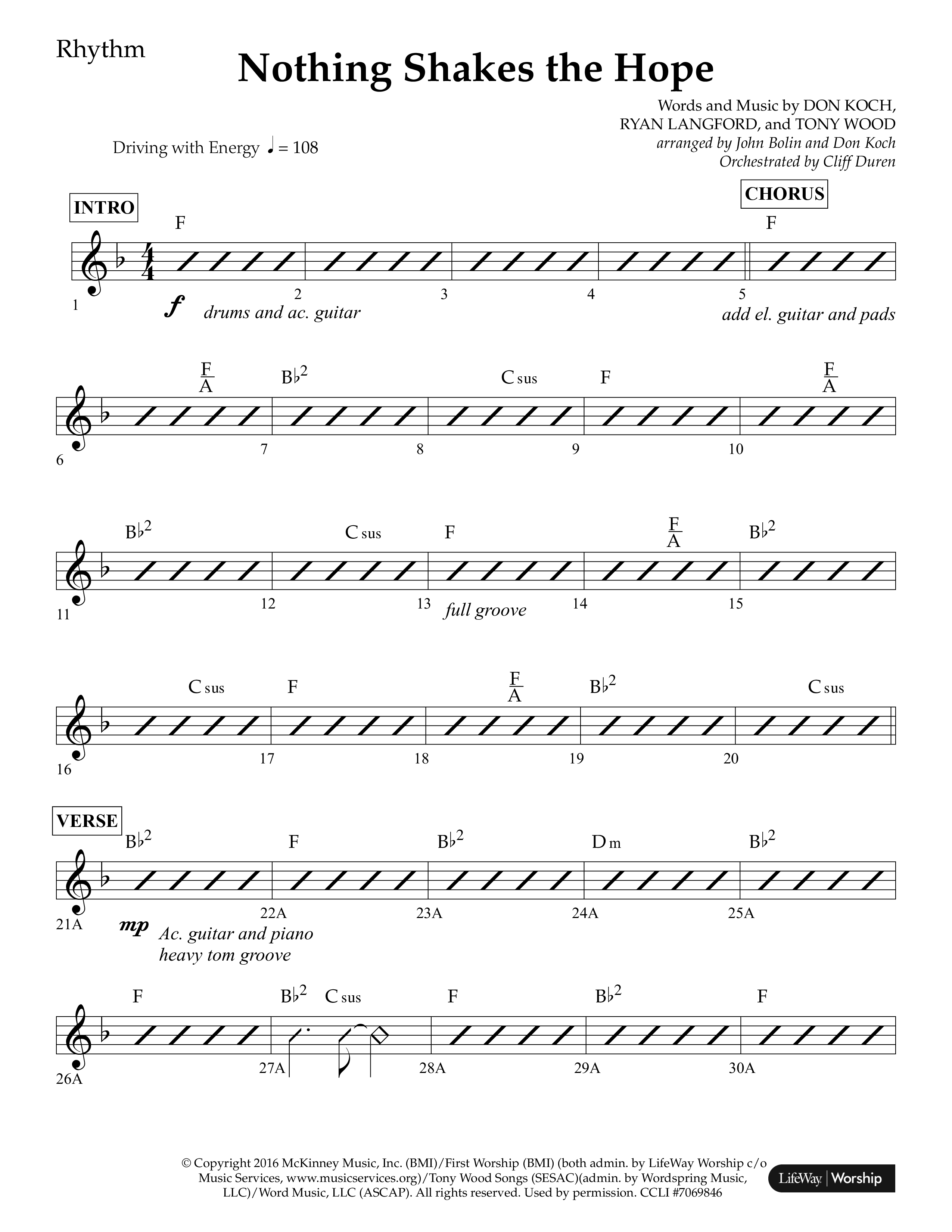Nothing Shakes The Hope (Choral Anthem SATB) Lead Melody & Rhythm (Lifeway Choral / Arr. John Bolin / Arr. Don Koch / Orch. Cliff Duren)