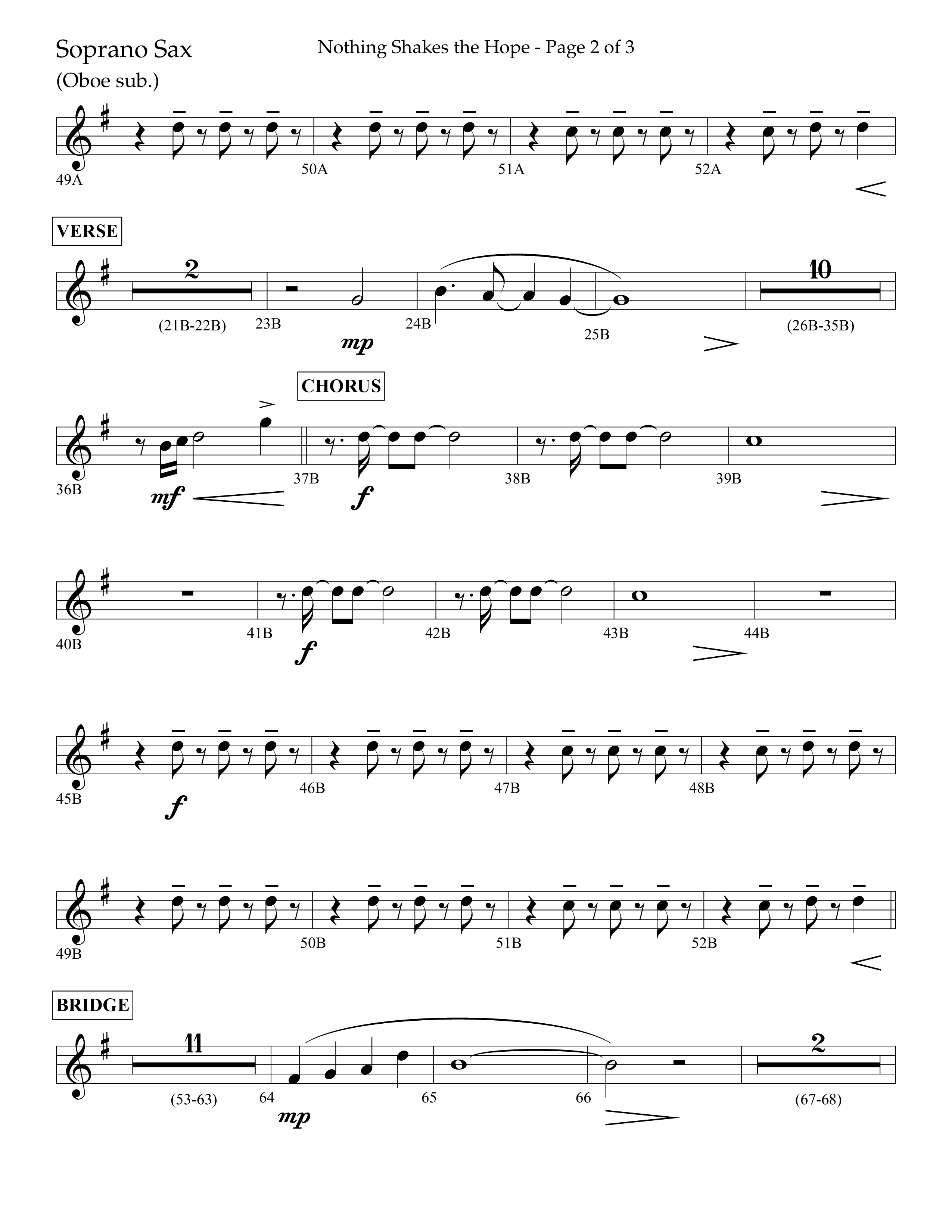 Nothing Shakes The Hope (Choral Anthem SATB) Soprano Sax (Lifeway Choral / Arr. John Bolin / Arr. Don Koch / Orch. Cliff Duren)