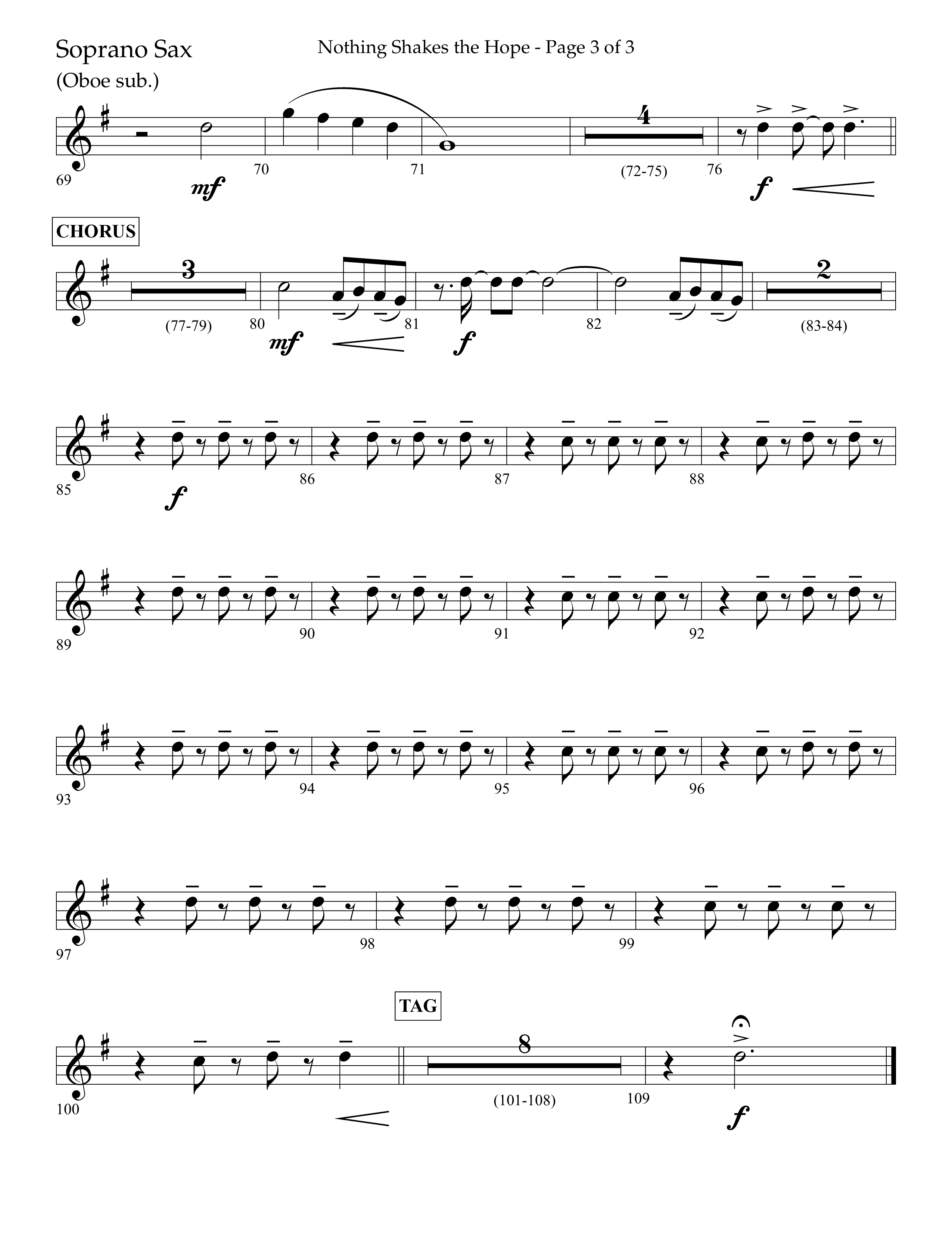 Nothing Shakes The Hope (Choral Anthem SATB) Soprano Sax (Lifeway Choral / Arr. John Bolin / Arr. Don Koch / Orch. Cliff Duren)