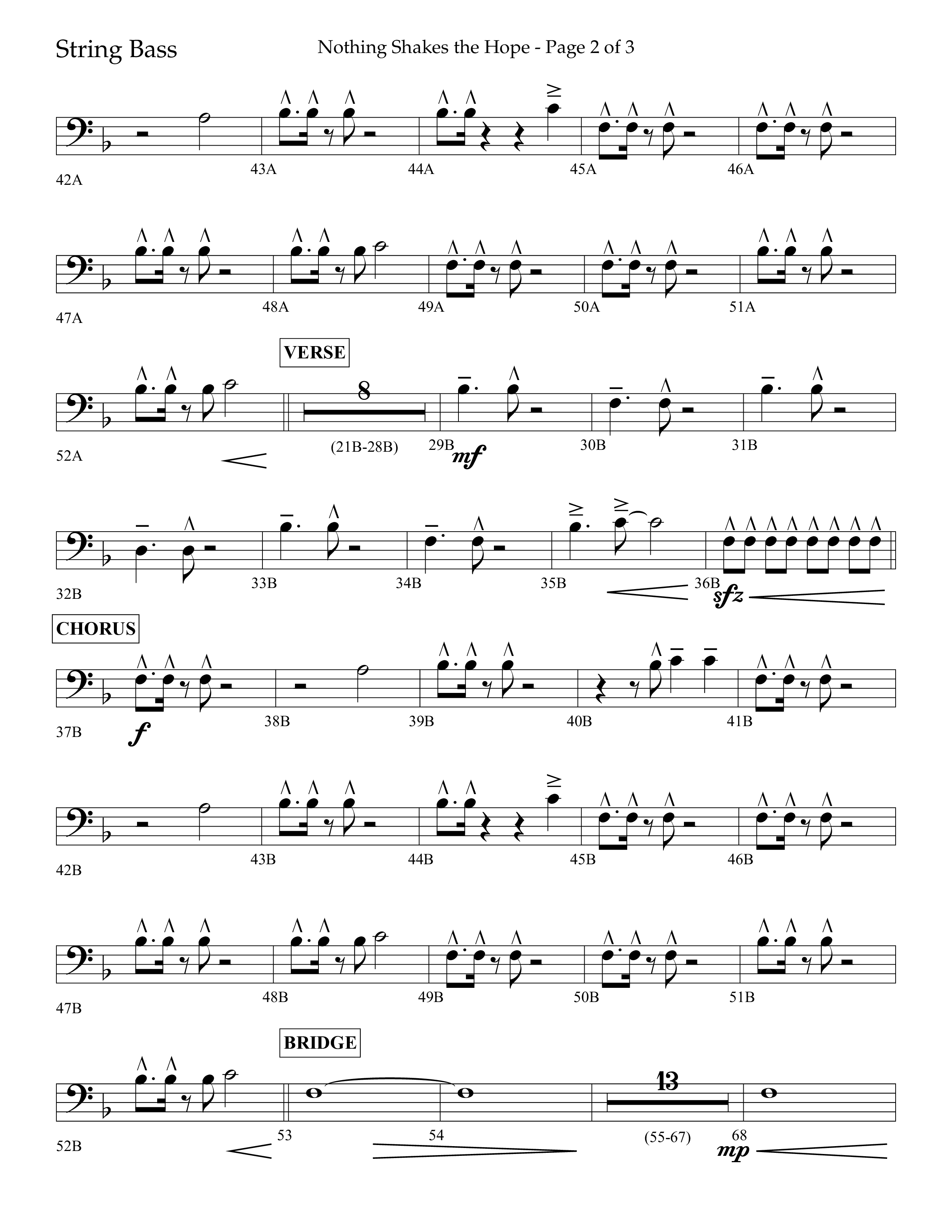 Nothing Shakes The Hope (Choral Anthem SATB) String Bass (Lifeway Choral / Arr. John Bolin / Arr. Don Koch / Orch. Cliff Duren)