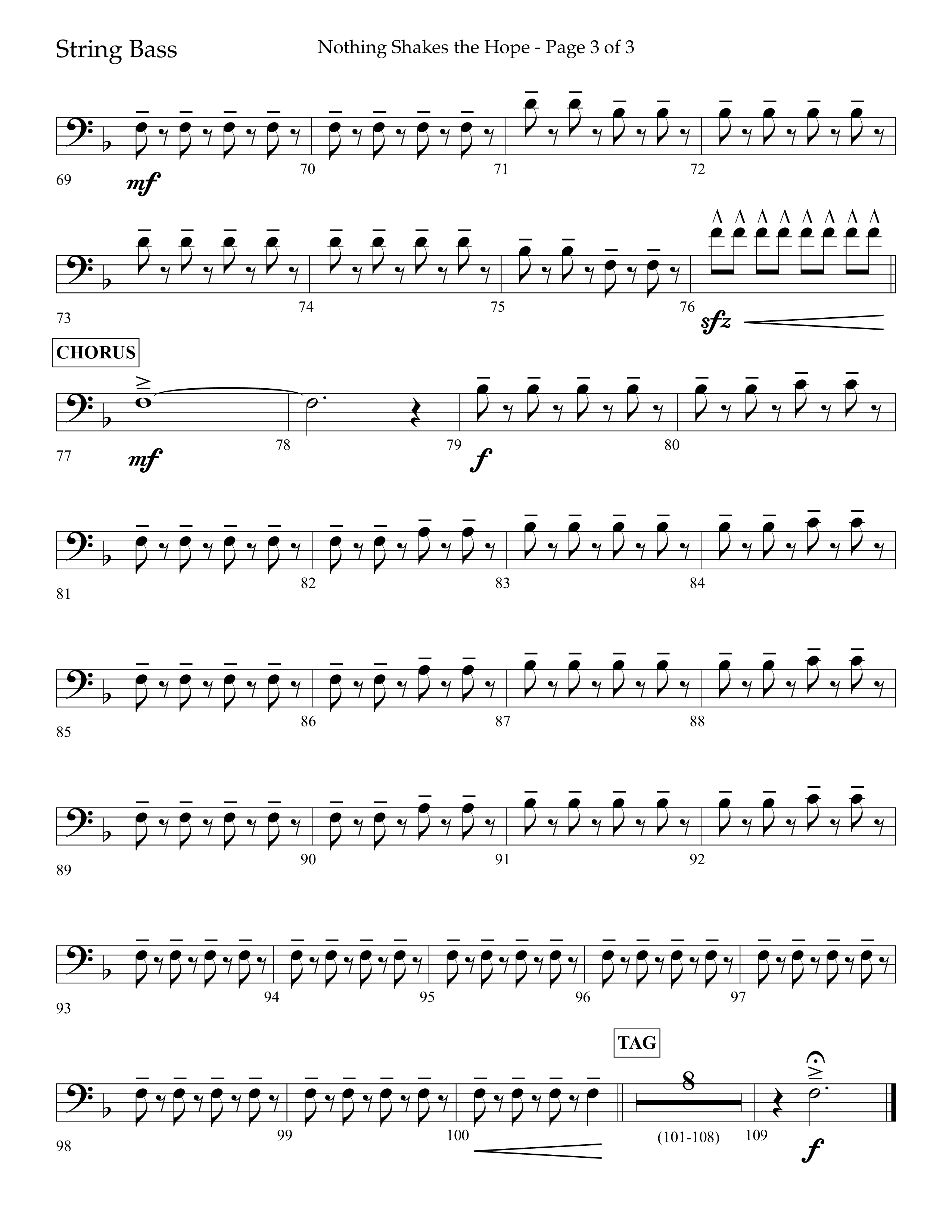 Nothing Shakes The Hope (Choral Anthem SATB) String Bass (Lifeway Choral / Arr. John Bolin / Arr. Don Koch / Orch. Cliff Duren)