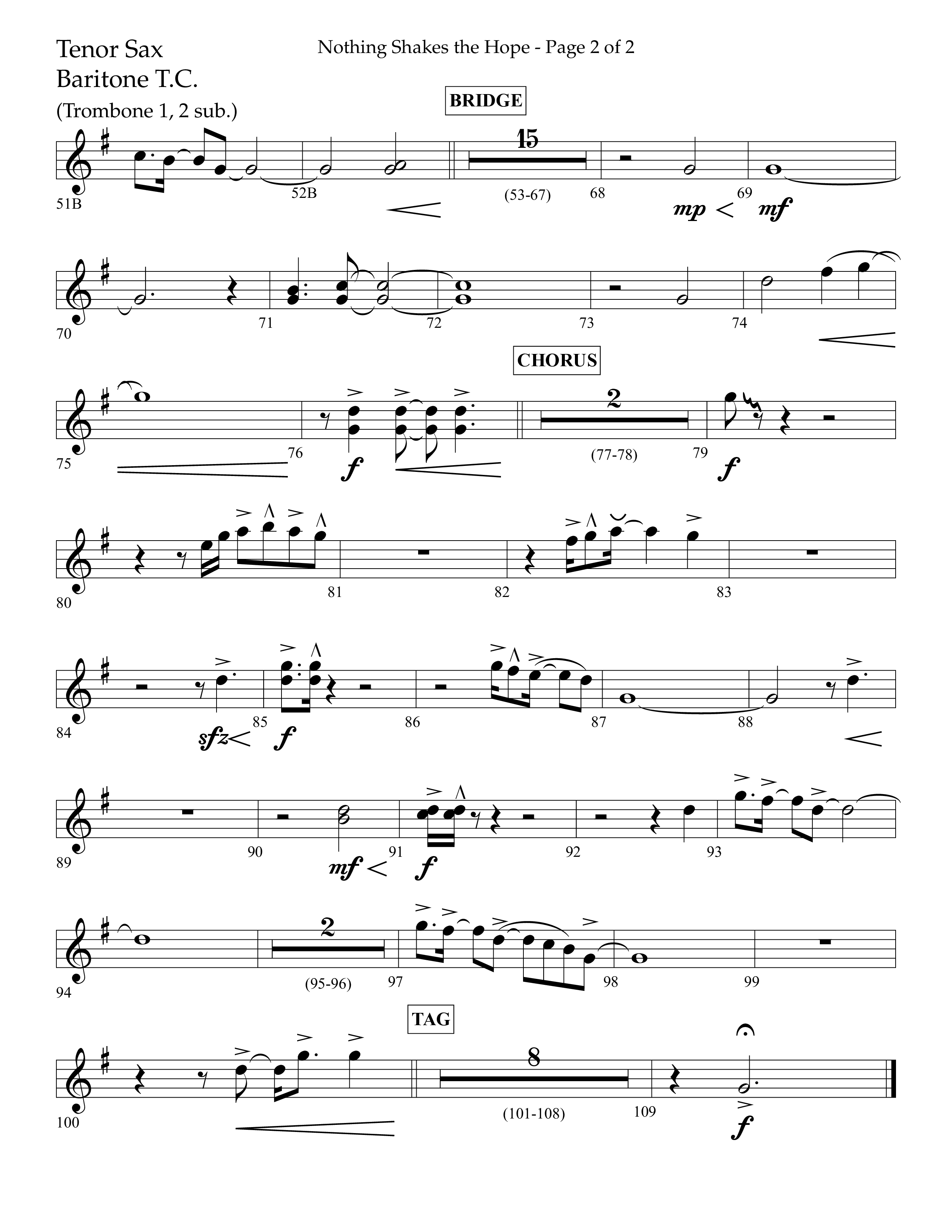Nothing Shakes The Hope (Choral Anthem SATB) Tenor Sax/Baritone T.C. (Lifeway Choral / Arr. John Bolin / Arr. Don Koch / Orch. Cliff Duren)