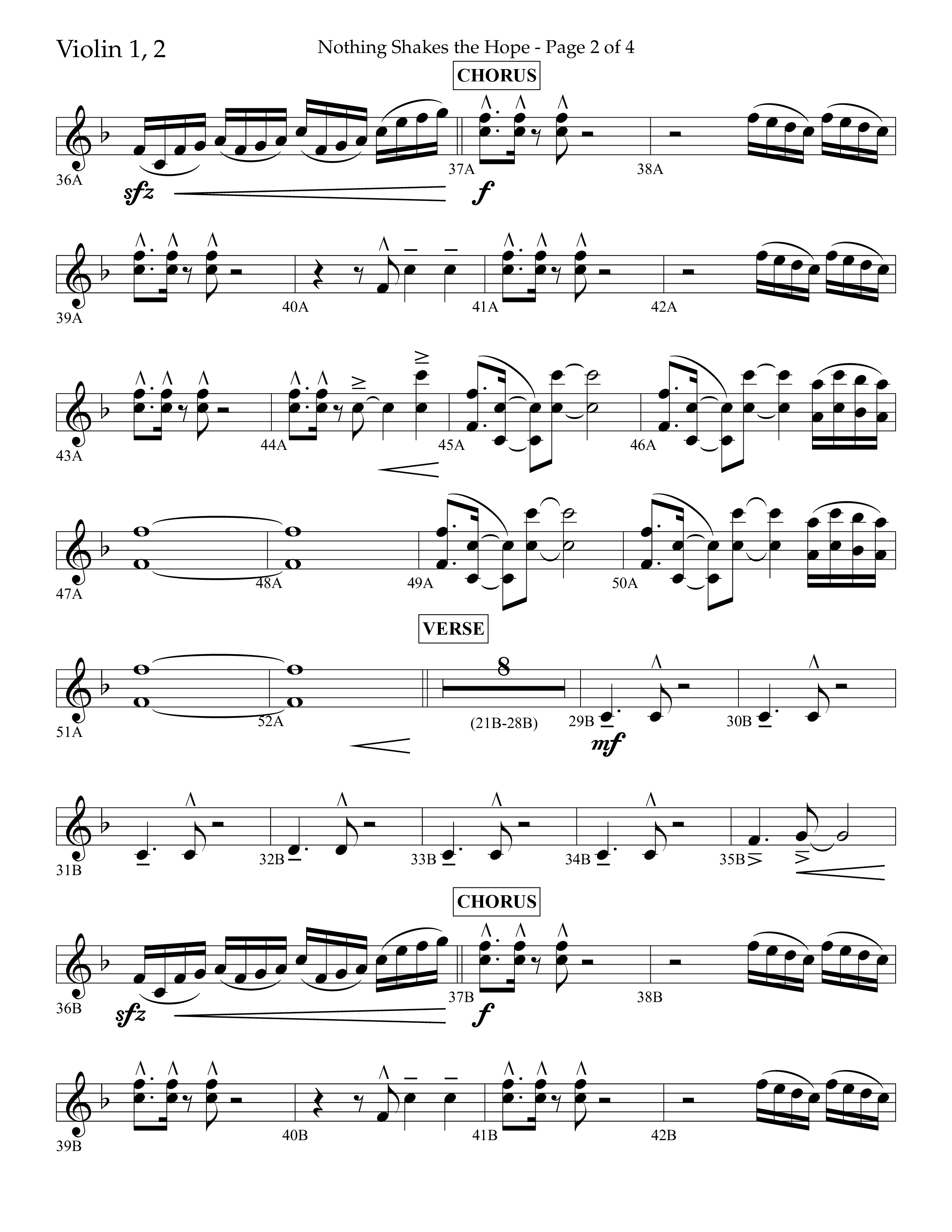 Nothing Shakes The Hope (Choral Anthem SATB) Violin 1/2 (Lifeway Choral / Arr. John Bolin / Arr. Don Koch / Orch. Cliff Duren)