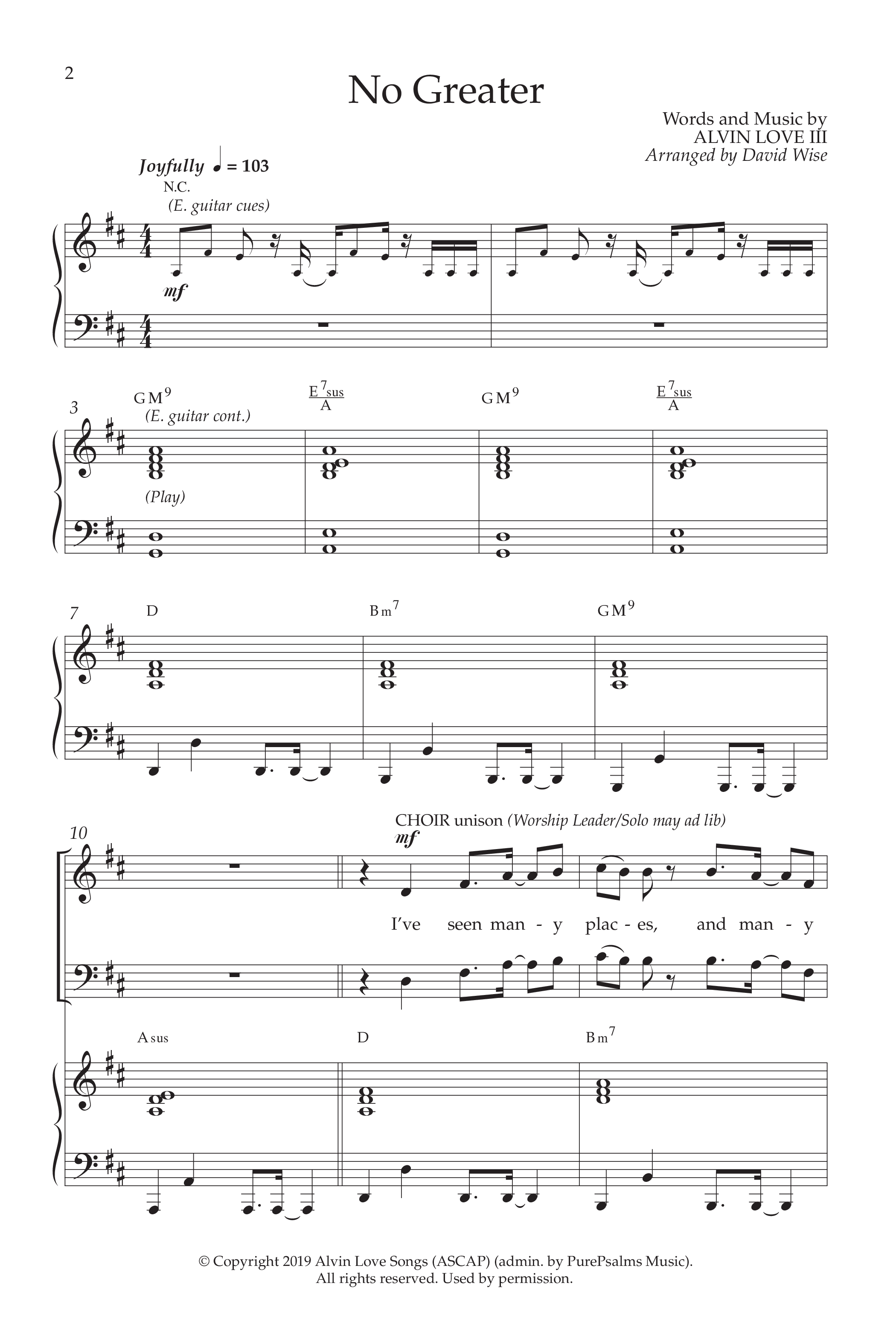 No Greater (Choral Anthem SATB) Anthem (SATB/Piano) (Lifeway Choral / Arr. David Wise)