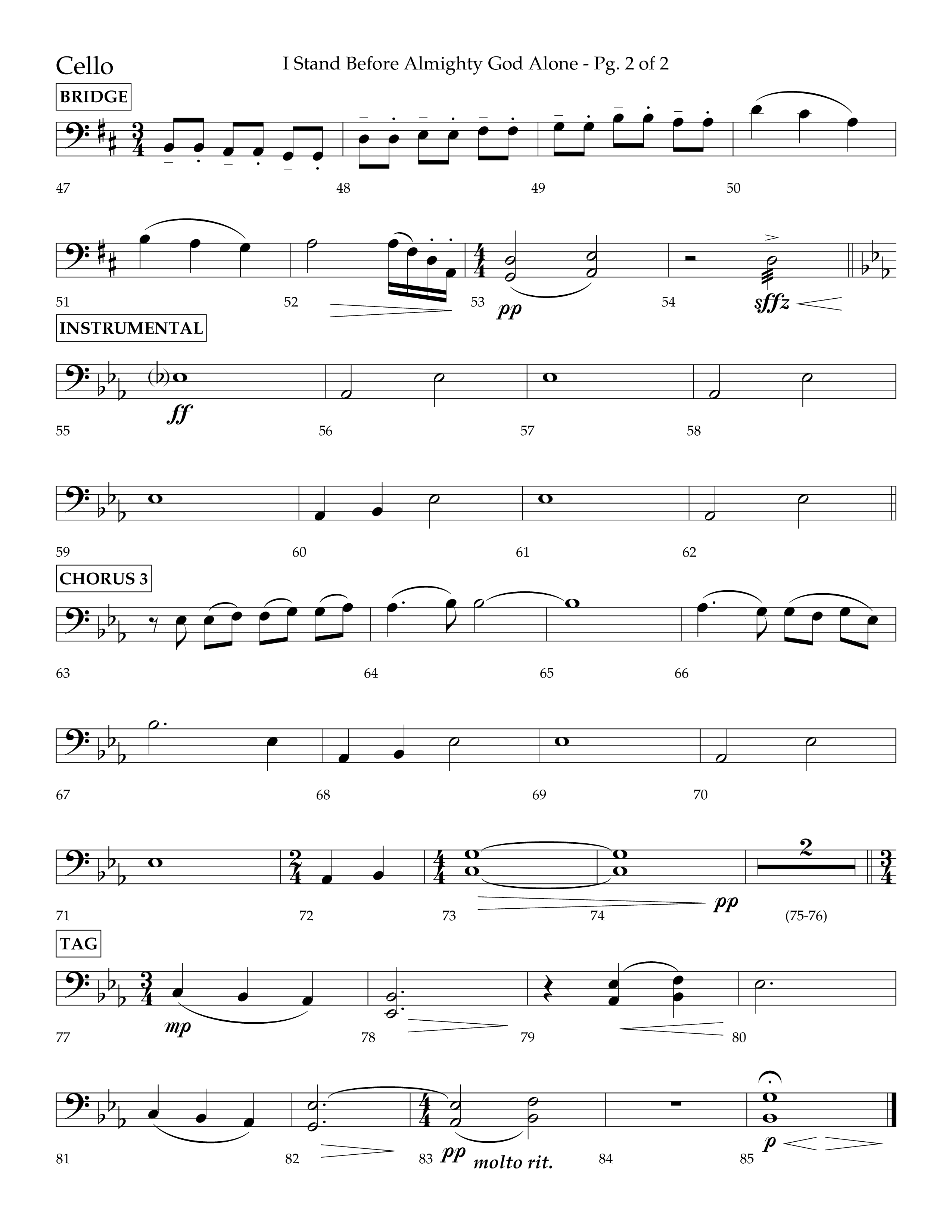 I Stand Before Almighty God Alone (Choral Anthem SATB) Cello (Lifeway Choral / Arr. Craig Adams / Orch. Phillip Keveren)