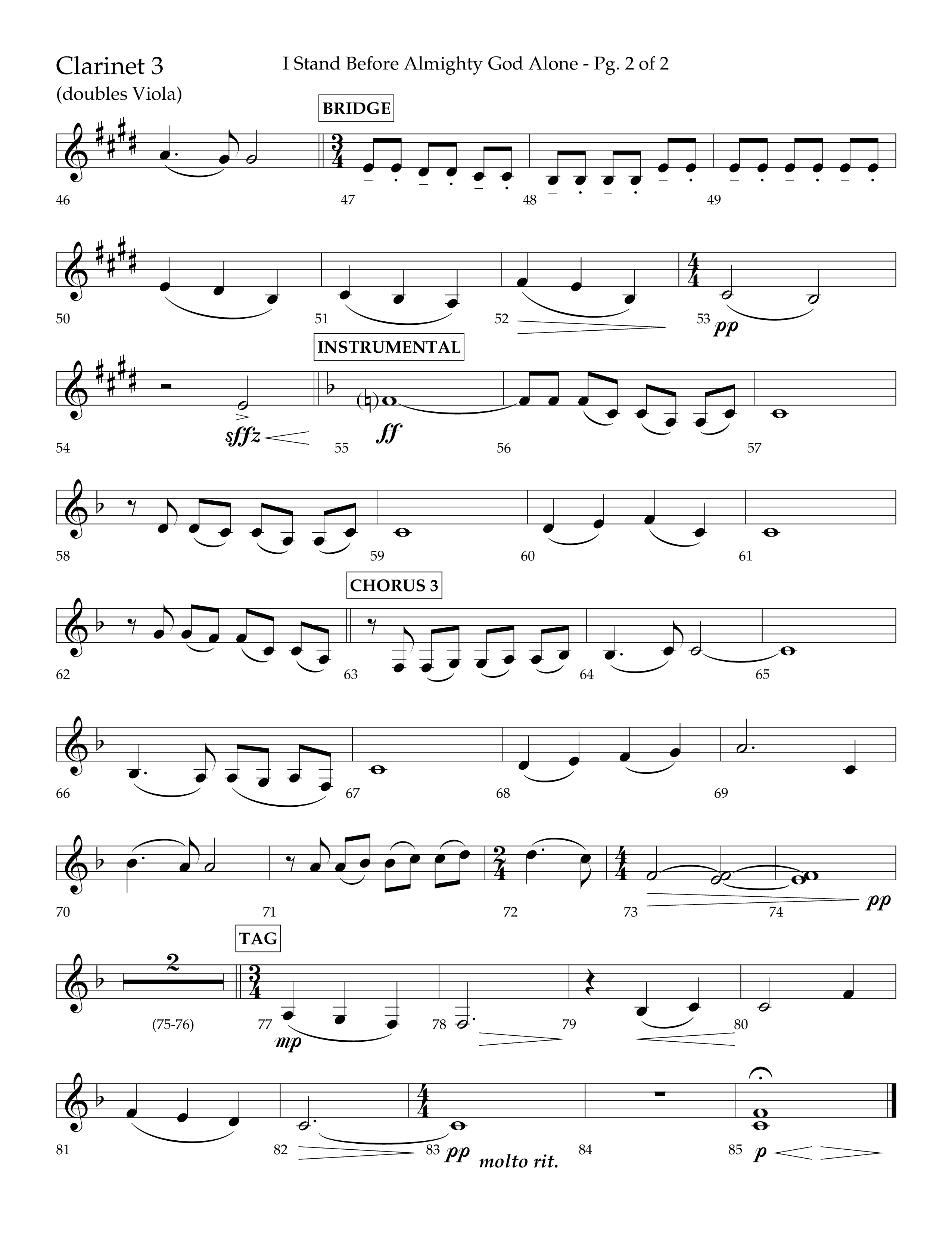 I Stand Before Almighty God Alone (Choral Anthem SATB) Clarinet 3 (Lifeway Choral / Arr. Craig Adams / Orch. Phillip Keveren)