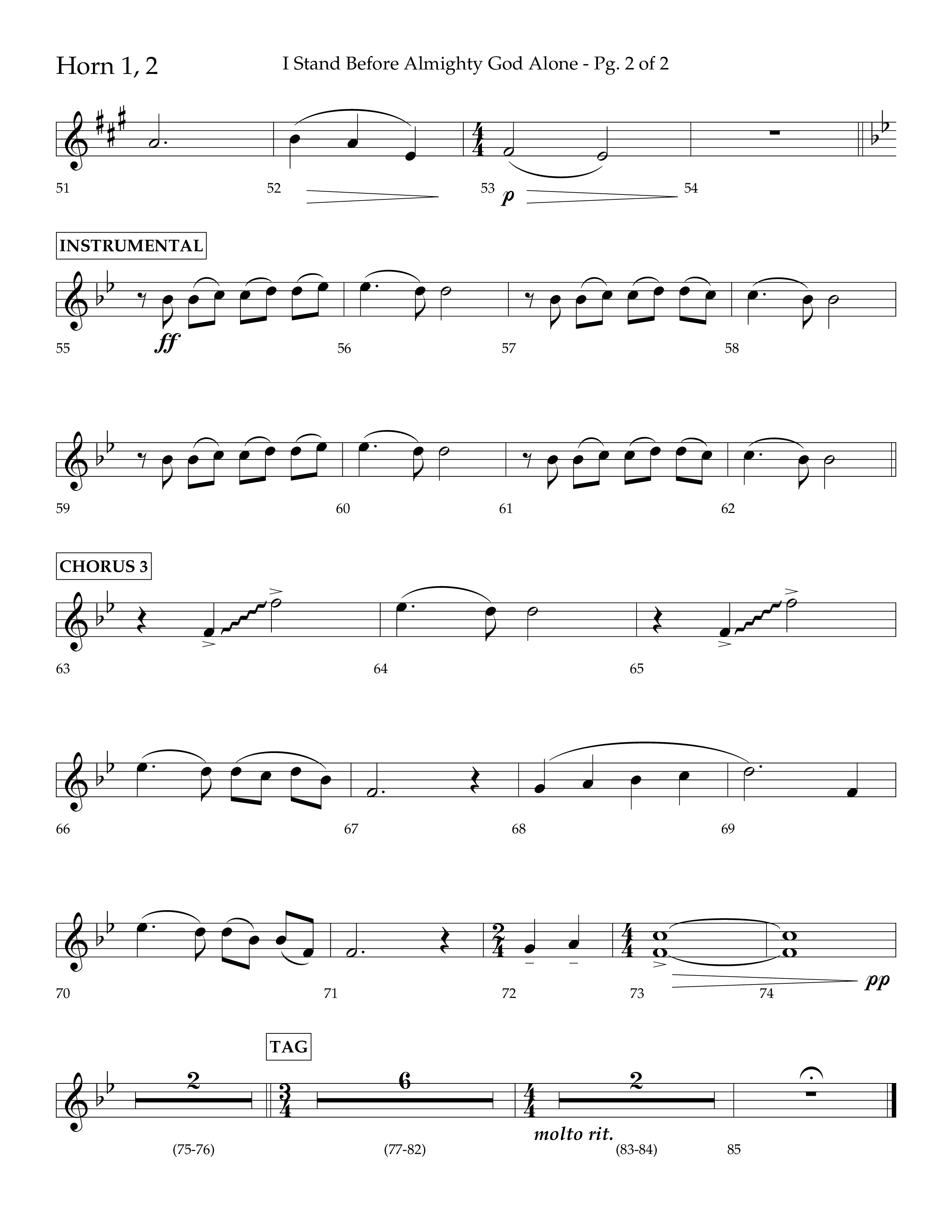 I Stand Before Almighty God Alone (Choral Anthem SATB) French Horn 1/2 (Lifeway Choral / Arr. Craig Adams / Orch. Phillip Keveren)