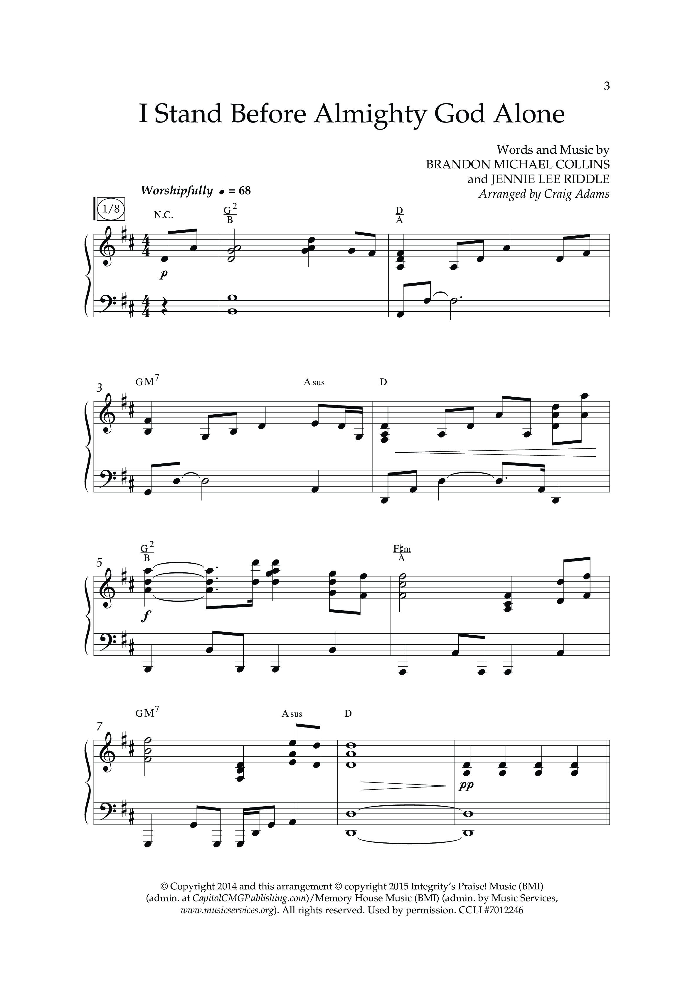 I Stand Before Almighty God Alone (Choral Anthem SATB) Anthem (SATB/Piano) (Lifeway Choral / Arr. Craig Adams / Orch. Phillip Keveren)