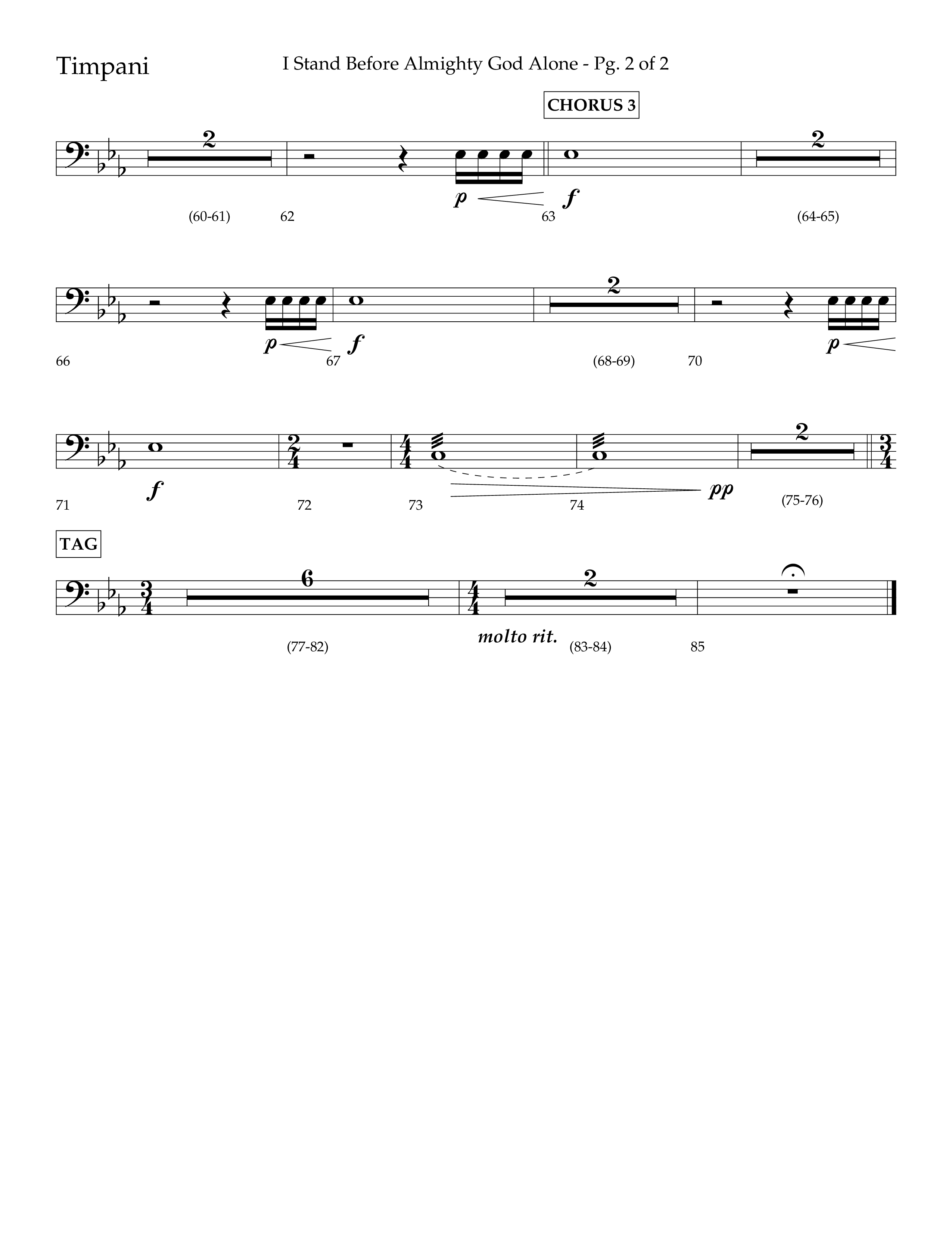 I Stand Before Almighty God Alone (Choral Anthem SATB) Timpani (Lifeway Choral / Arr. Craig Adams / Orch. Phillip Keveren)