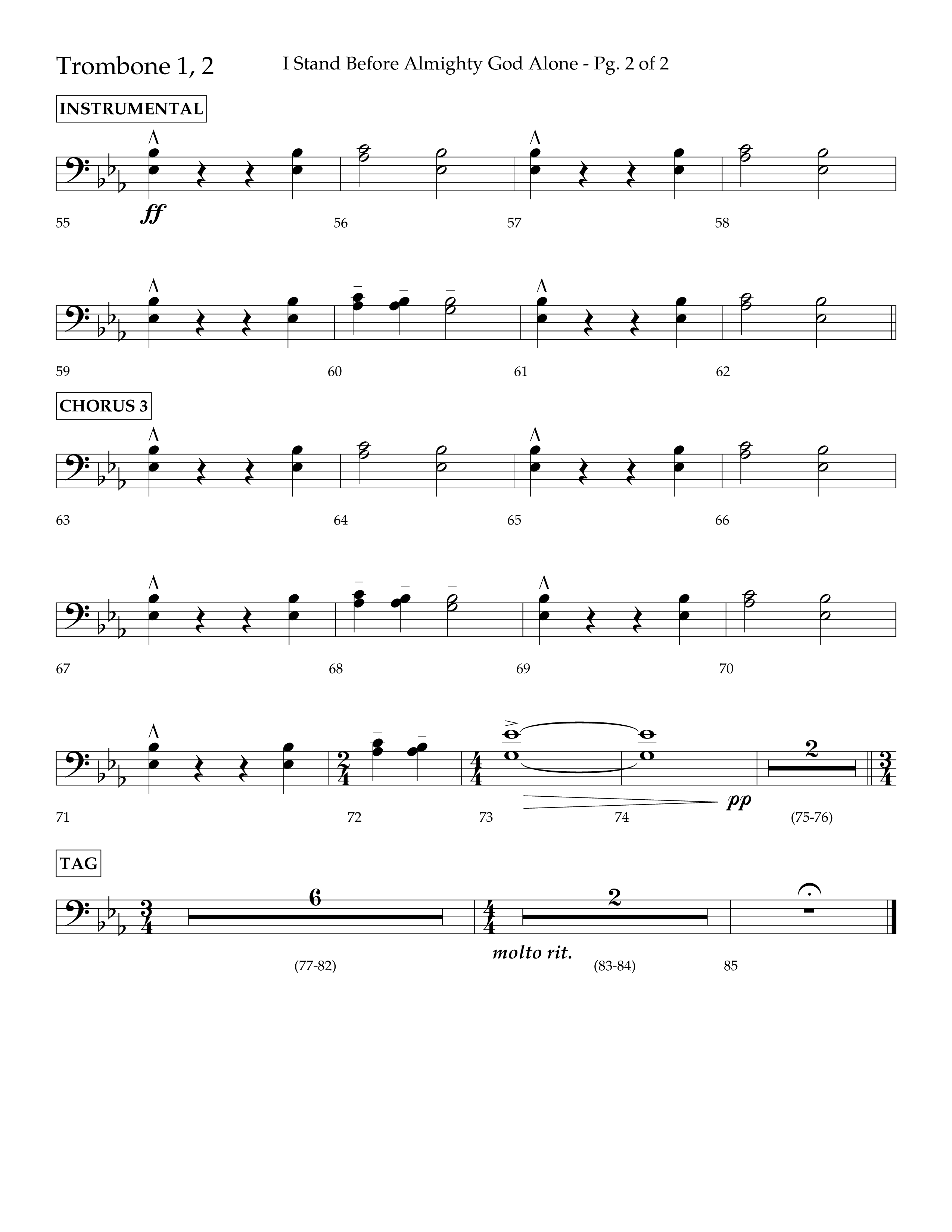 I Stand Before Almighty God Alone (Choral Anthem SATB) Trombone 1/2 (Lifeway Choral / Arr. Craig Adams / Orch. Phillip Keveren)