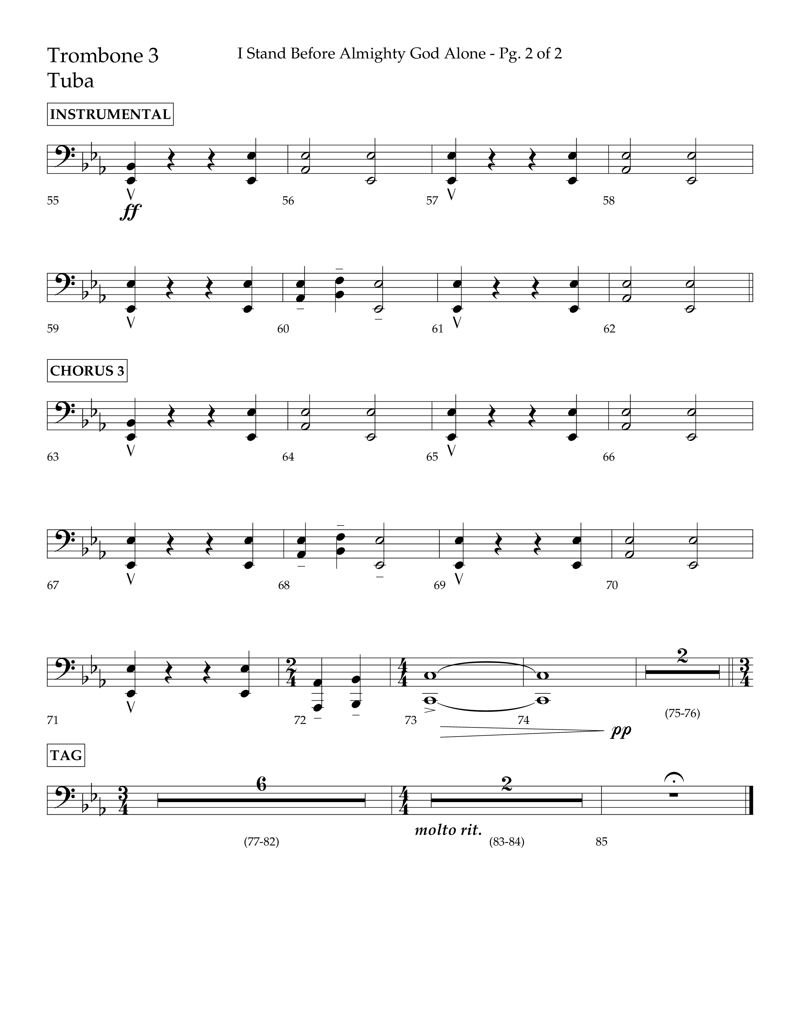 I Stand Before Almighty God Alone (Choral Anthem SATB) Trombone 3/Tuba (Lifeway Choral / Arr. Craig Adams / Orch. Phillip Keveren)